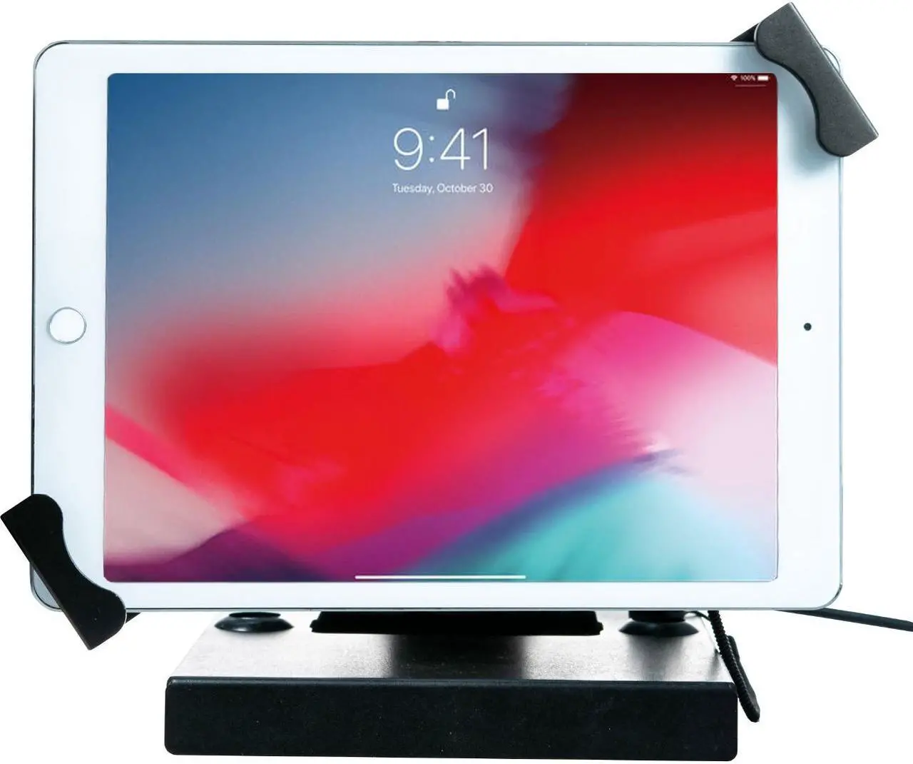 Alt view image 4 of 14 - CTA Digital Flat-Folding Tabletop Security Stand for 7-14 Inch Tablets - Up to 14" Screen Support - 10" Height x 8.3" Width x 7.3" Depth - Countertop, Wall Mountable, Tabletop - Me