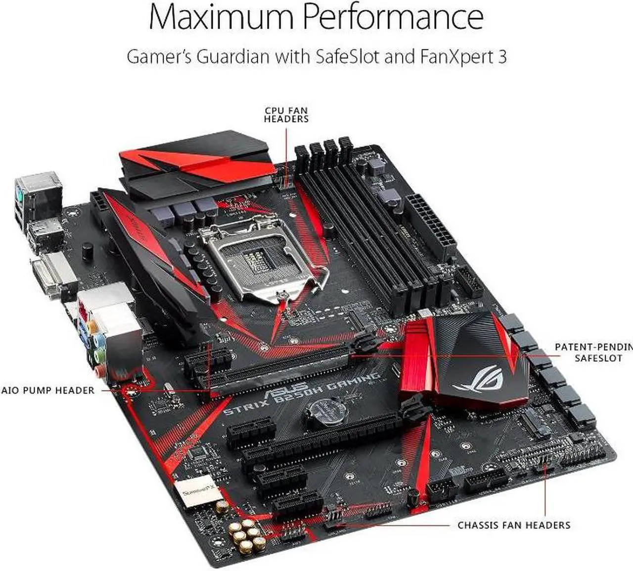 Alt view image 11 of 12 - ASUS ROG STRIX B250H GAMING LGA1151 DDR4 HDMI DVI M.2 B250 ATX Motherboard with USB 3.1