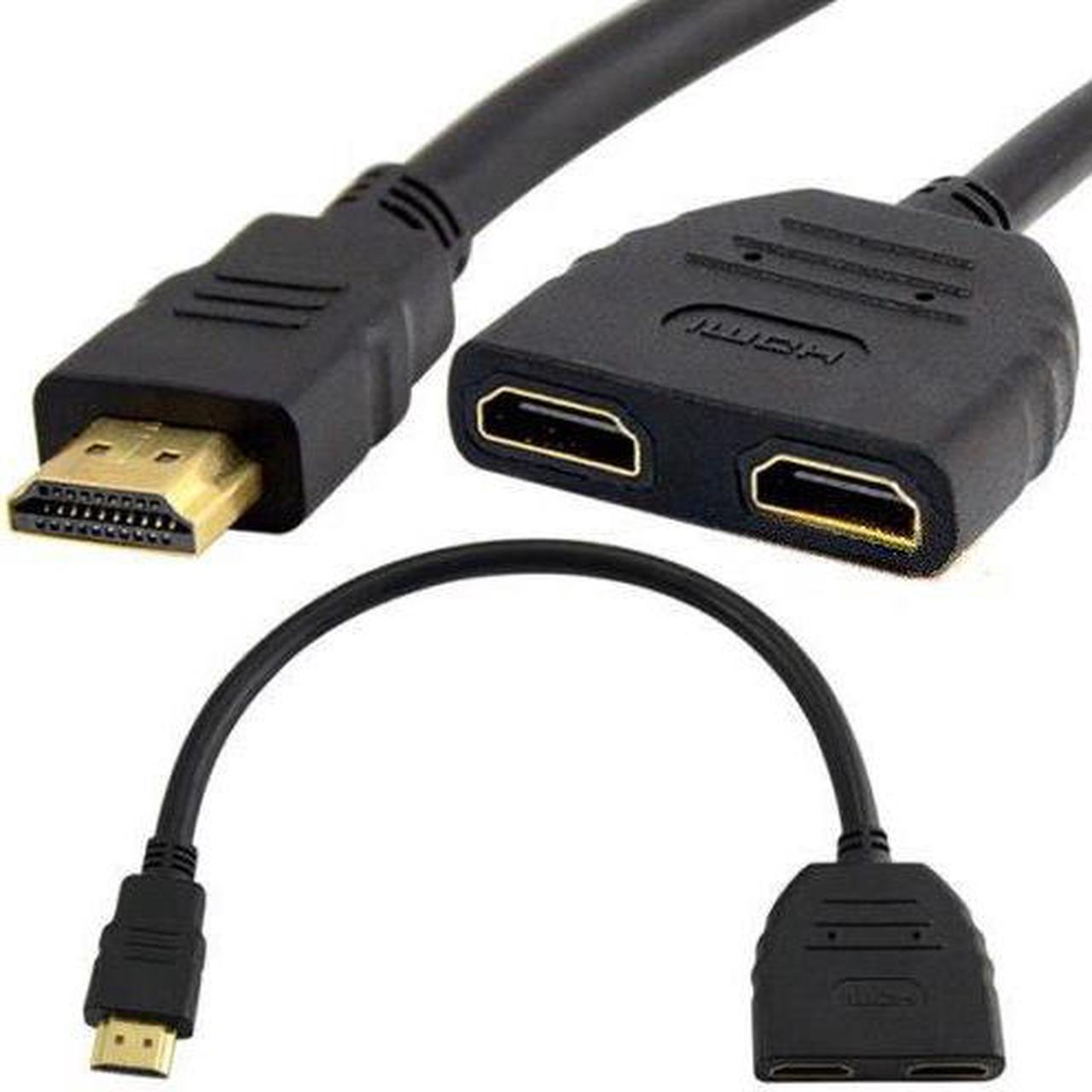 HDMI Male to 2 HDMI Female 1 in 2 out Splitter Converter Adapter Cable Black