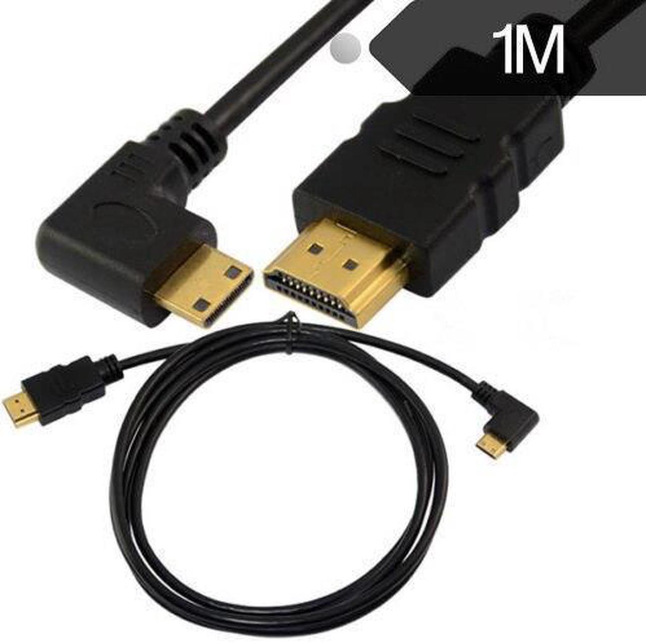 1M 1080P 3Ft HDMI 1.4 Male to Mini HDMI Male Left Angled Plug Cable