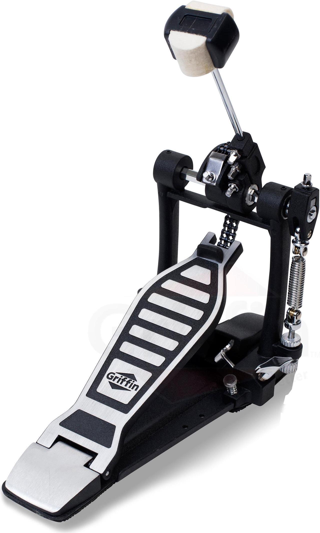 Alt view image 4 of 7 - GRIFFIN 3 Pack Set- Single Kick Bass Pedal, Drum Throne & Snare Stand Set by GRIFFIN | Double Chain Foot Percussion Hardware Kit for Intense Play | Comfortable Drum Seat Percussion Chair for Adults