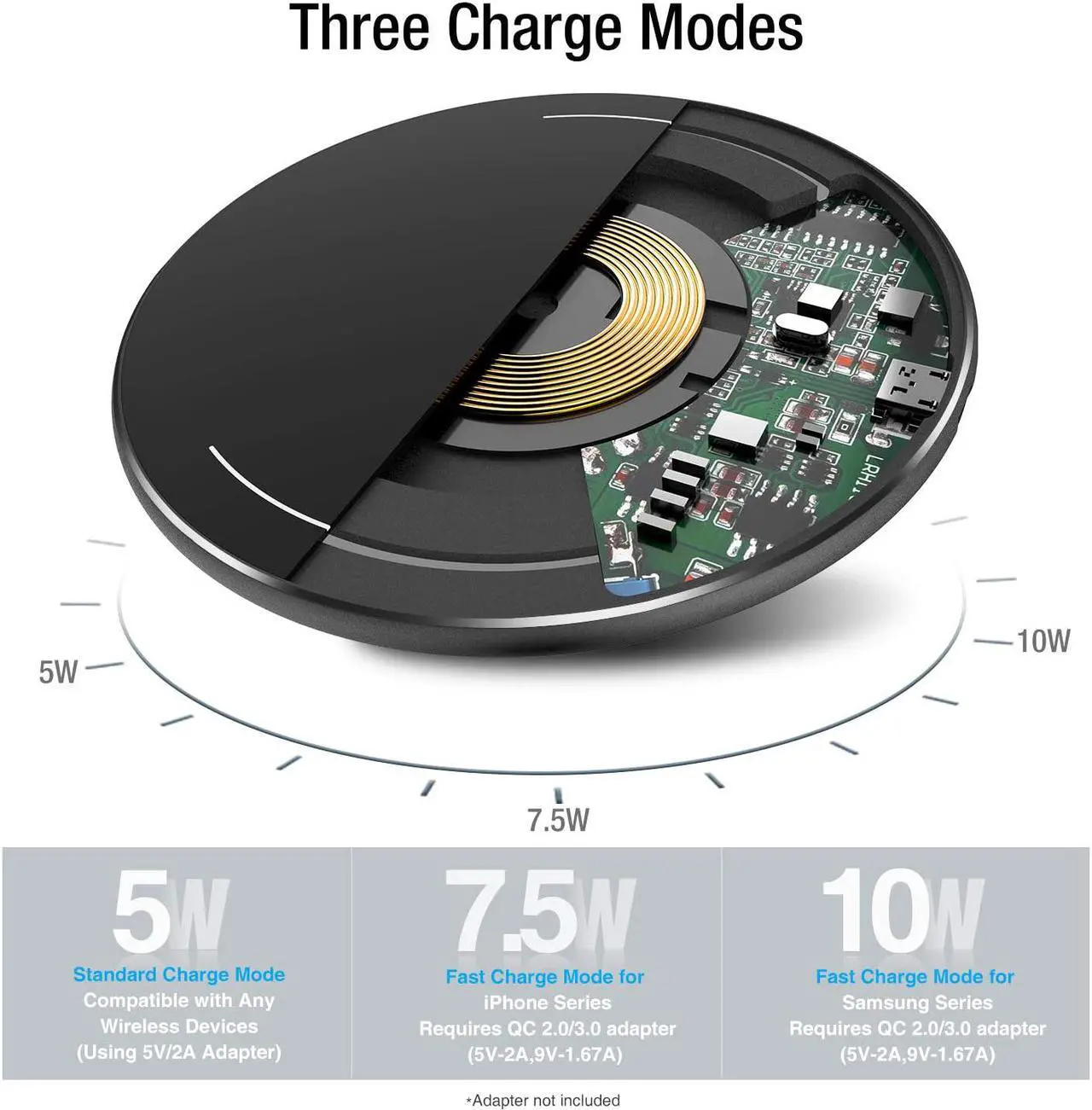 Alt view image 2 of 7 - TOZO W1 Wireless Charger Ultra Thin Aviation Aluminum CNC Unibody Fast Charging Pad (NO AC Adapter)