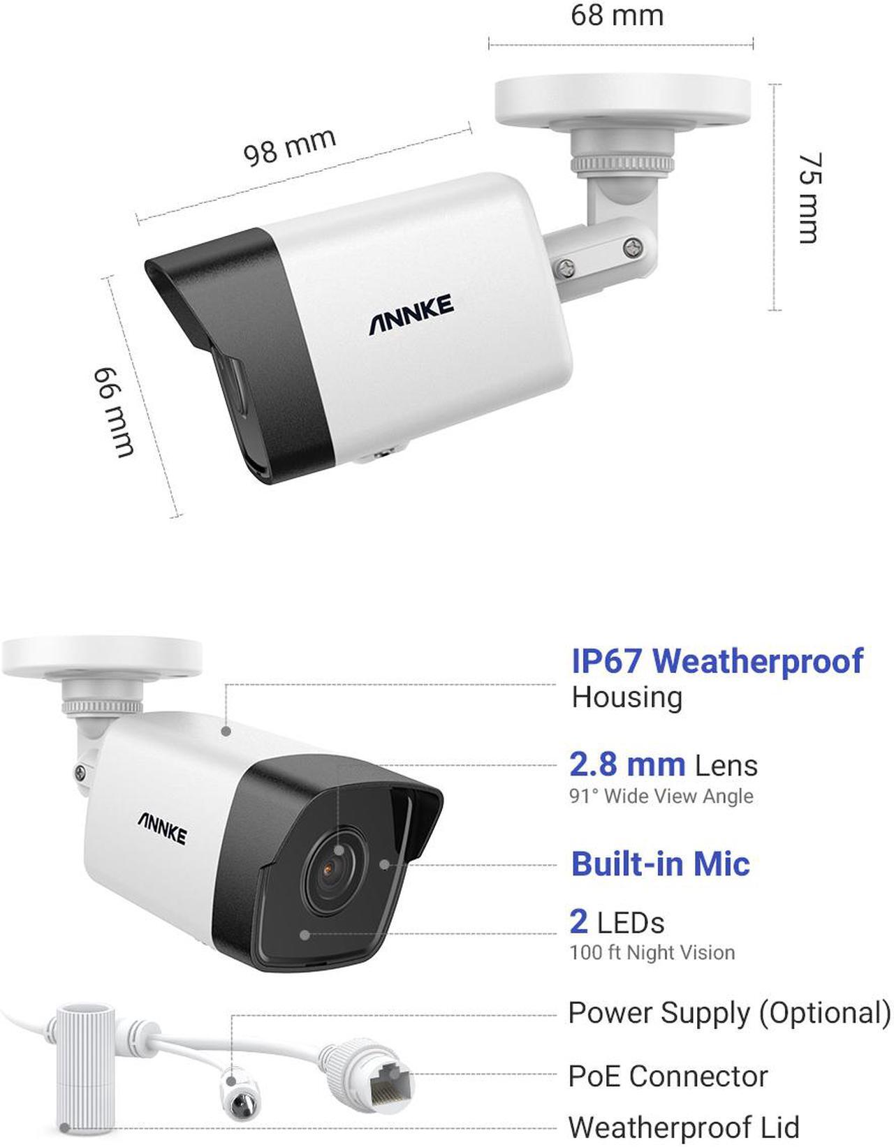 Alt view image 7 of 7 - ANNKE Bullet 5MP PoE IP Security Camera Super HD H.265+ CCTV Internet Camera with ONVIF & RTSP 100 ft EXIR 2.0 Night Vision Support 256 GB TF Card, Remote Access & Smart Motion Alerts