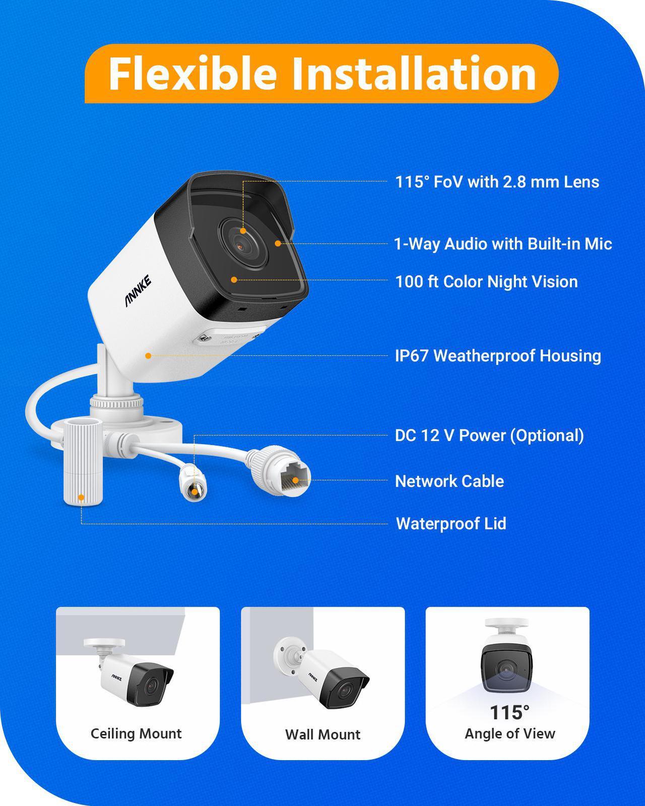 Alt view image 6 of 7 - ANNKE Bullet 5MP PoE IP Security Camera Super HD H.265+ CCTV Internet Camera with ONVIF & RTSP 100 ft EXIR 2.0 Night Vision Support 256 GB TF Card, Remote Access & Smart Motion Alerts