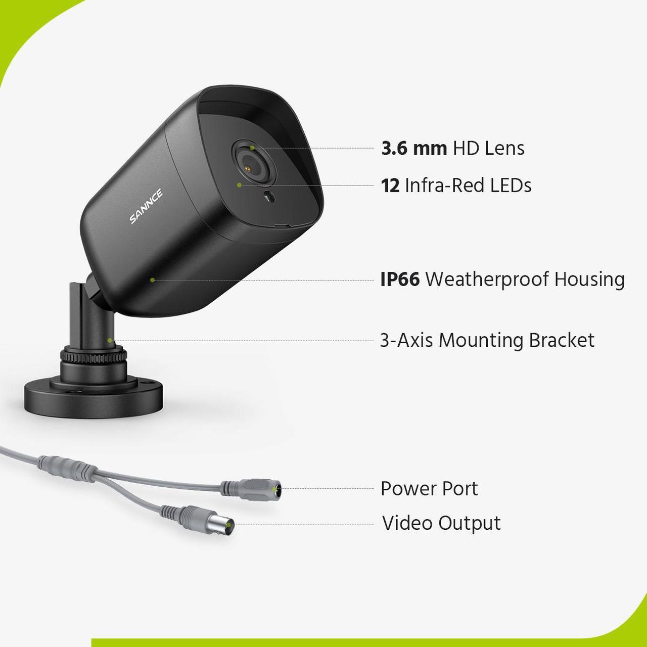 Alt view image 4 of 7 - SANNCE 4 Channel 10.1" 1080P Monitor Wired CCTV Security Surveillance System, 2pcs 2MP Home Security Camera System, Remote Access,1TB HDD