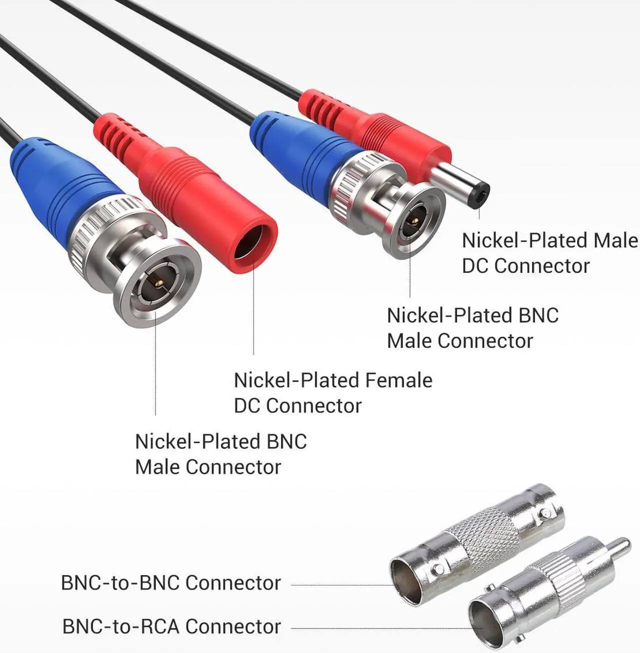Alt view image 4 of 7 - ANNKE (4) 30M/ 100ft All-in-One BNC Video Power Cables, BNC Extension Wire Cord for CCTV Camera DVR Security System (4-Pack, Black)