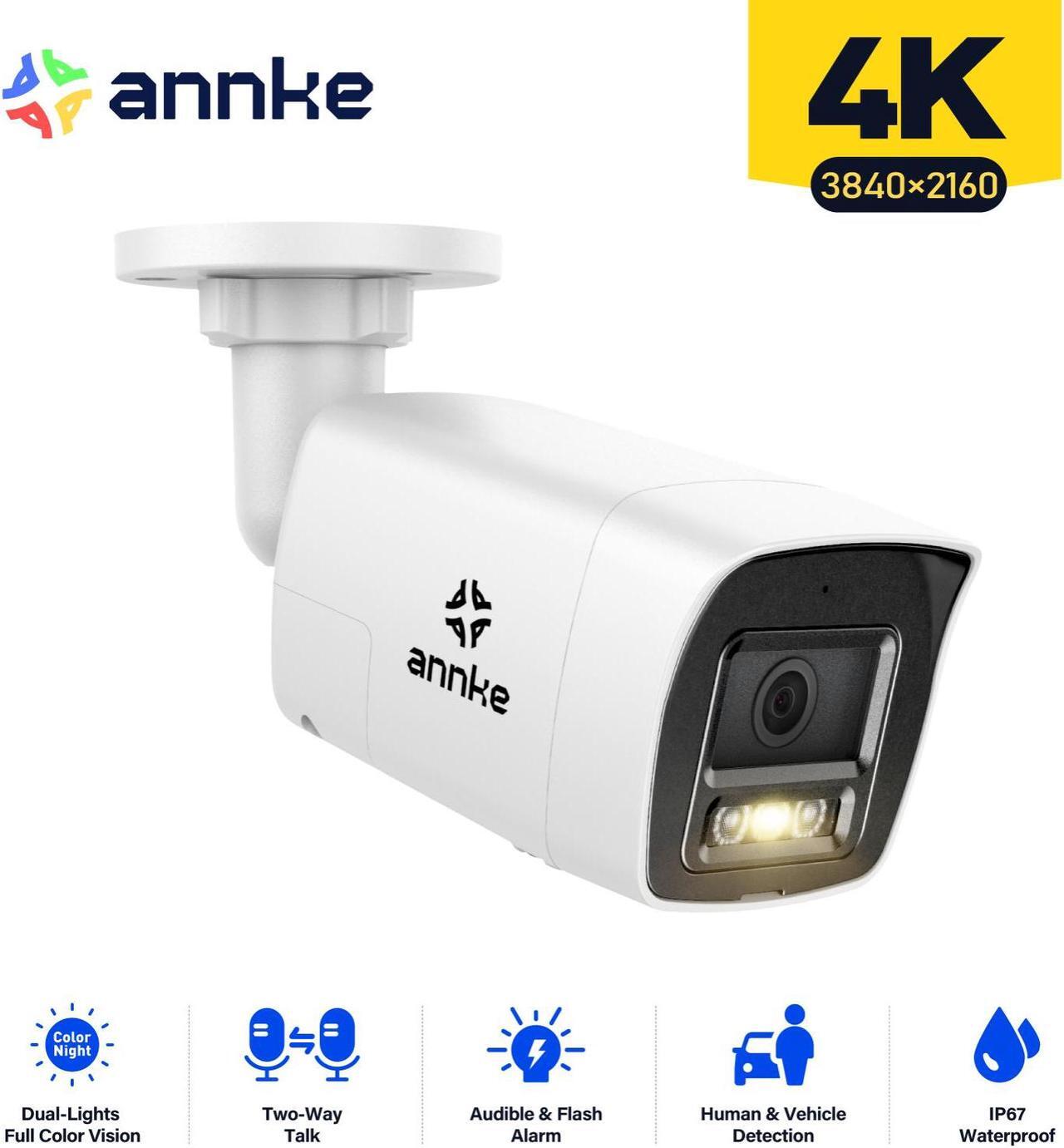 Main image of ANNKE HD 4K POE Outdoor Surveillance Security Camera Two Way Audio AI Color Night Outdoor IP Network, Bullet Cameras with 4mm Lens, Human&Vehicle Detection, Built-in Microphone, H.265+, Night Vision