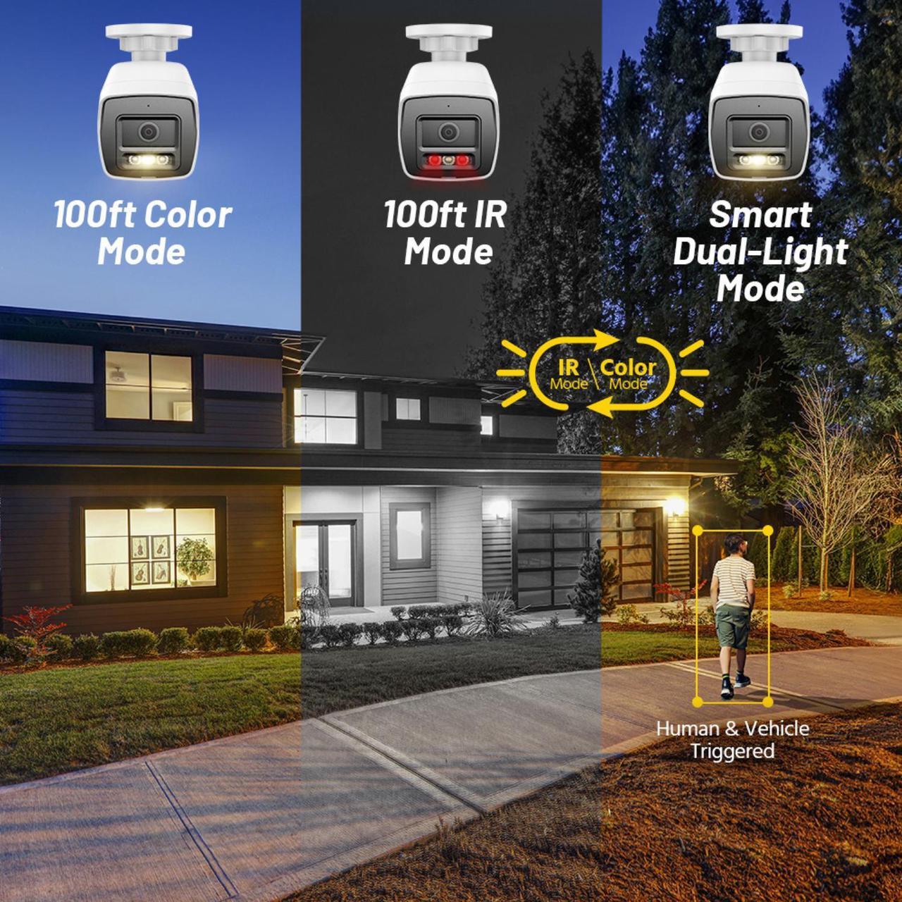 Alt view image 5 of 7 - ANNKE HD 4K POE Outdoor Surveillance Security Camera Two Way Audio AI Color Night Outdoor IP Network, Bullet Cameras with 4mm Lens, Human&Vehicle Detection, Built-in Microphone, H.265+, Night Vision