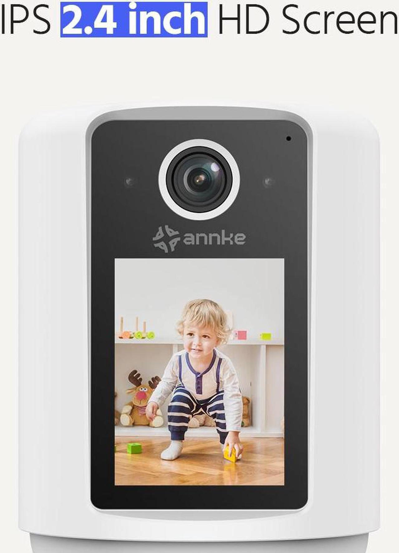 Alt view image 4 of 7 - ANNKE 2K/3MP POE Indoor Security Camera, 320° Cameras with Phone App + Two-Way Video and Audio Call, Motion Detection, Pet Camera, Baby Monitor, Table Lamp, Night Vision, 2.4" Screen