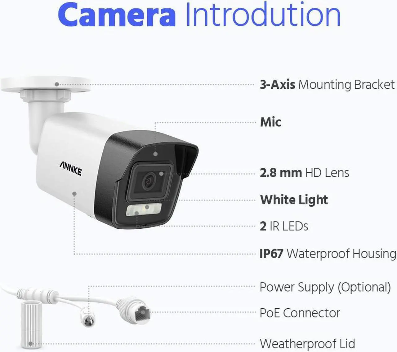Alt view image 2 of 7 - ANNKE 4PCS New AC500 IP PoE Camera - 3K Ultra HD, Color Night Vision with Spotlight, IP67 Outdoor Bullet Surveillance Camera with Person Vehicle Detection, for Home Business Security
