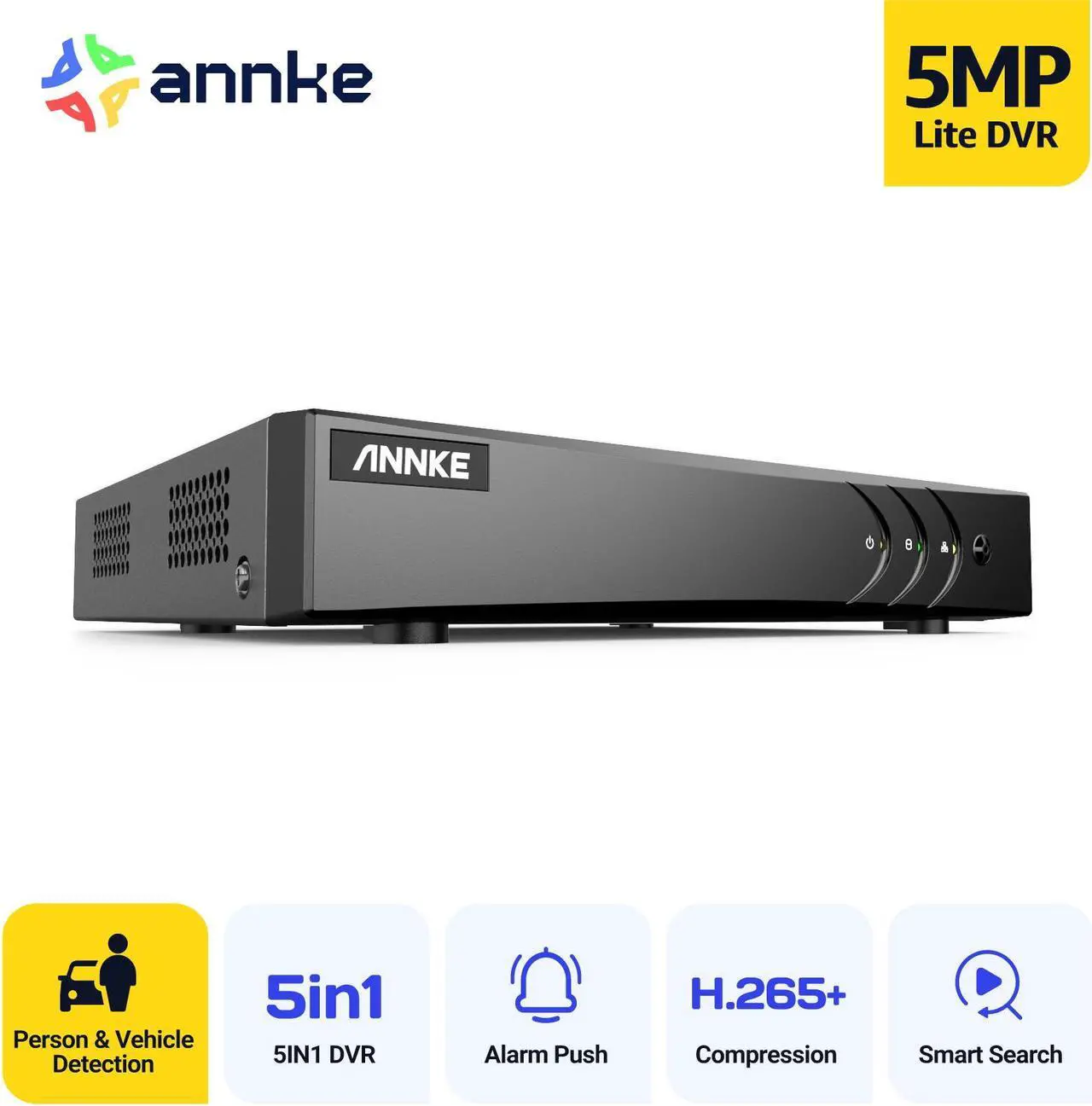 Main image of ANNKE 16CH 3K Lite 5 in 1 DVR H.265+ Hybrid Security Video Recorder for 5MP/4MP/3MP/2MP TVI AHD CVI Analog and IP Cameras, AI Human/Vehicle Detection, Easy Remote Access, with 0TB HDD