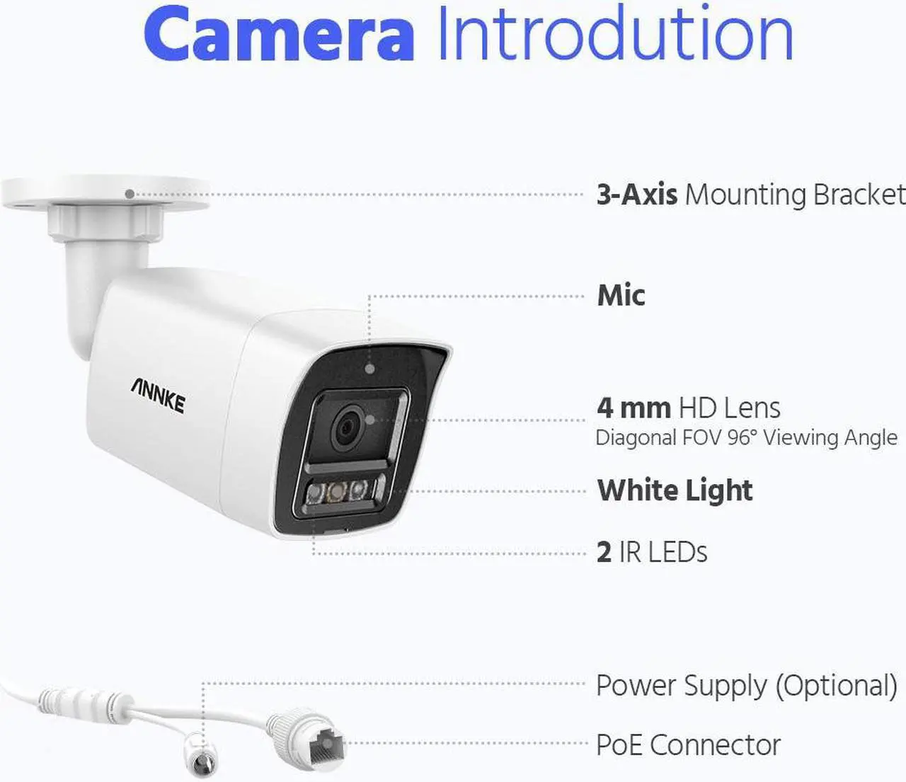Alt view image 6 of 7 - ANNKE  UltraHD 4K PoE Security Camera, 8MP Bullet IP Outdoor Camera, AI Human & Vehicle Detection, Built-in Mic & SD Card Slot, RTSP, IP67 Waterproof, EXIR 2.0 Night Vision, 4mm Lens-C800
