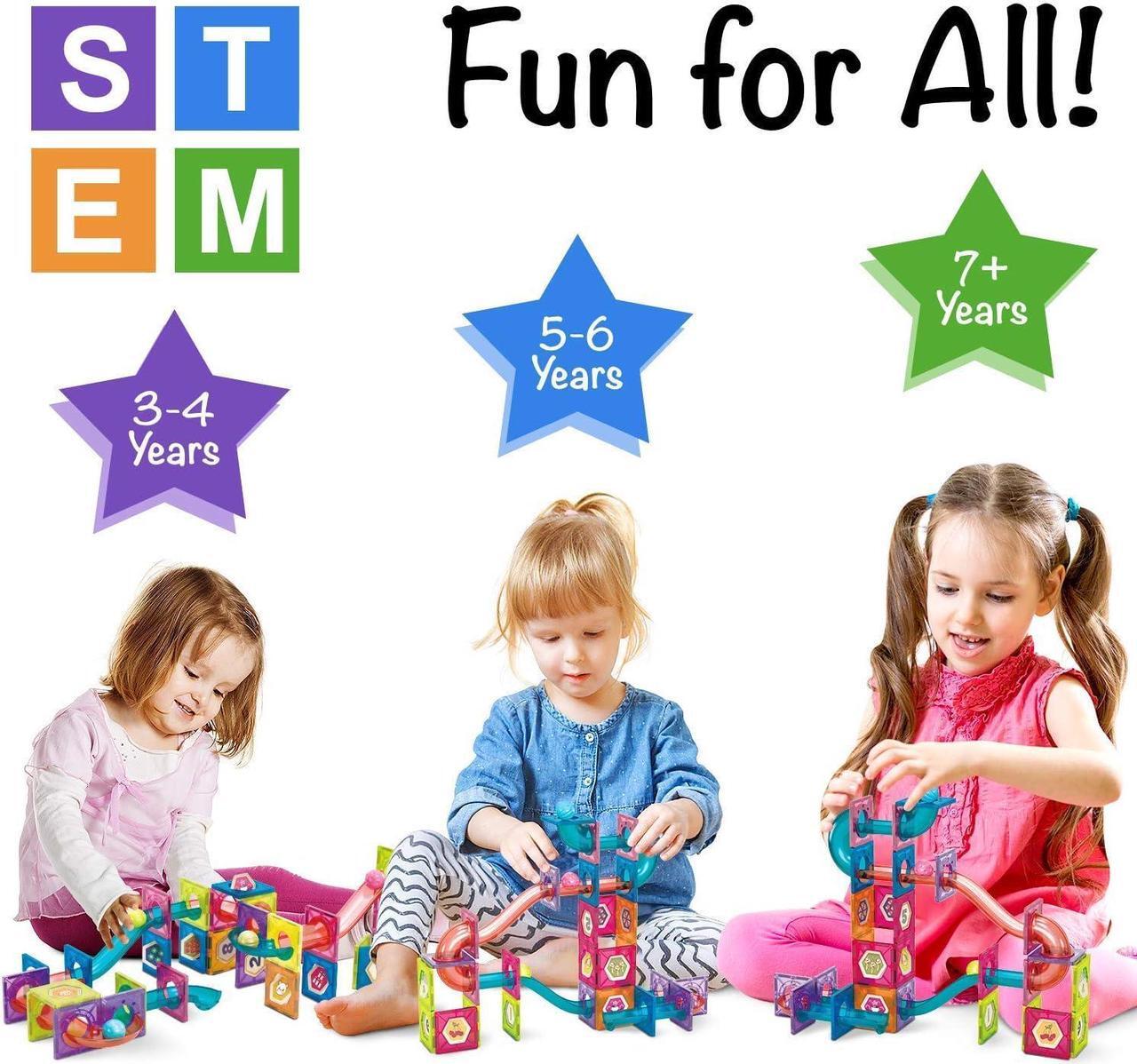Alt view image 7 of 7 - MOBIUS Toys Marble Run for Kids Ages 3-8 Years Old - 3D Magnetic Building Tiles for Boys and Girls - Magnetic Marble Run Educational Toy Steam Learning Marble Maze - Race Track Toy Construction Kit