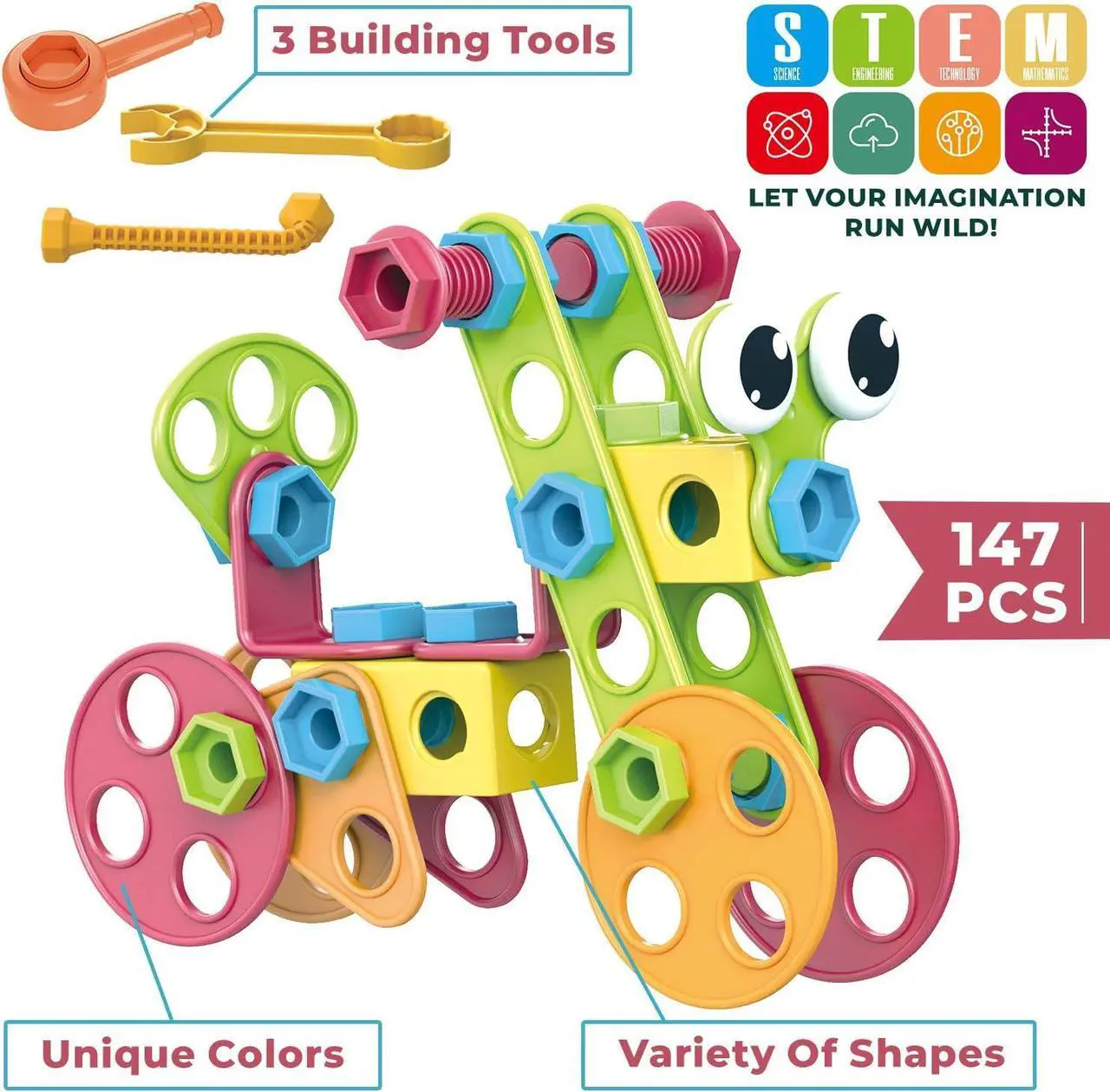 Alt view image 2 of 7 - STEM Toys KIT 147 Pcs - Educational Construction Sets + 34 Models Step-by-Step Guide  Mobius Creative Engineering Toys - Learning Building Blocks for Kids 4-8 Boys & Girls 4 5 6 7 8 Years Old