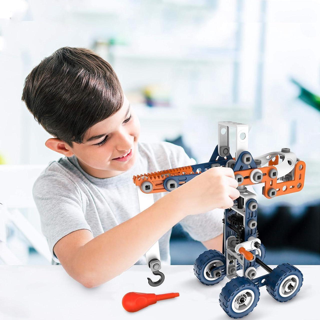 Alt view image 5 of 7 - 12-in-1 Stem Kit Toy for Kids - 152 Piece Construction Building Set and Education Learning Engineering Play Kit Idea for Boys and Girls, Building Toys for Kids Ages 4-8 5 6 7 8 9 10 11 12 Years Old