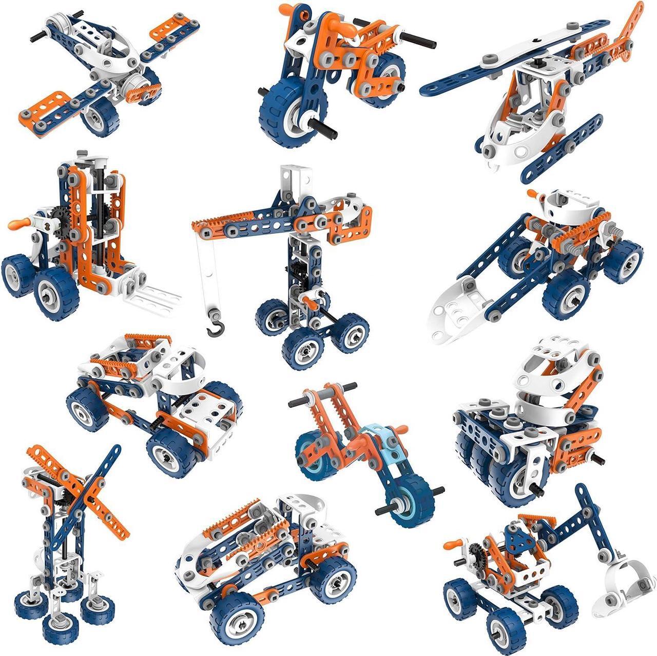 Alt view image 6 of 7 - 12-in-1 Stem Kit Toy for Kids - 152 Piece Construction Building Set and Education Learning Engineering Play Kit Idea for Boys and Girls, Building Toys for Kids Ages 4-8 5 6 7 8 9 10 11 12 Years Old