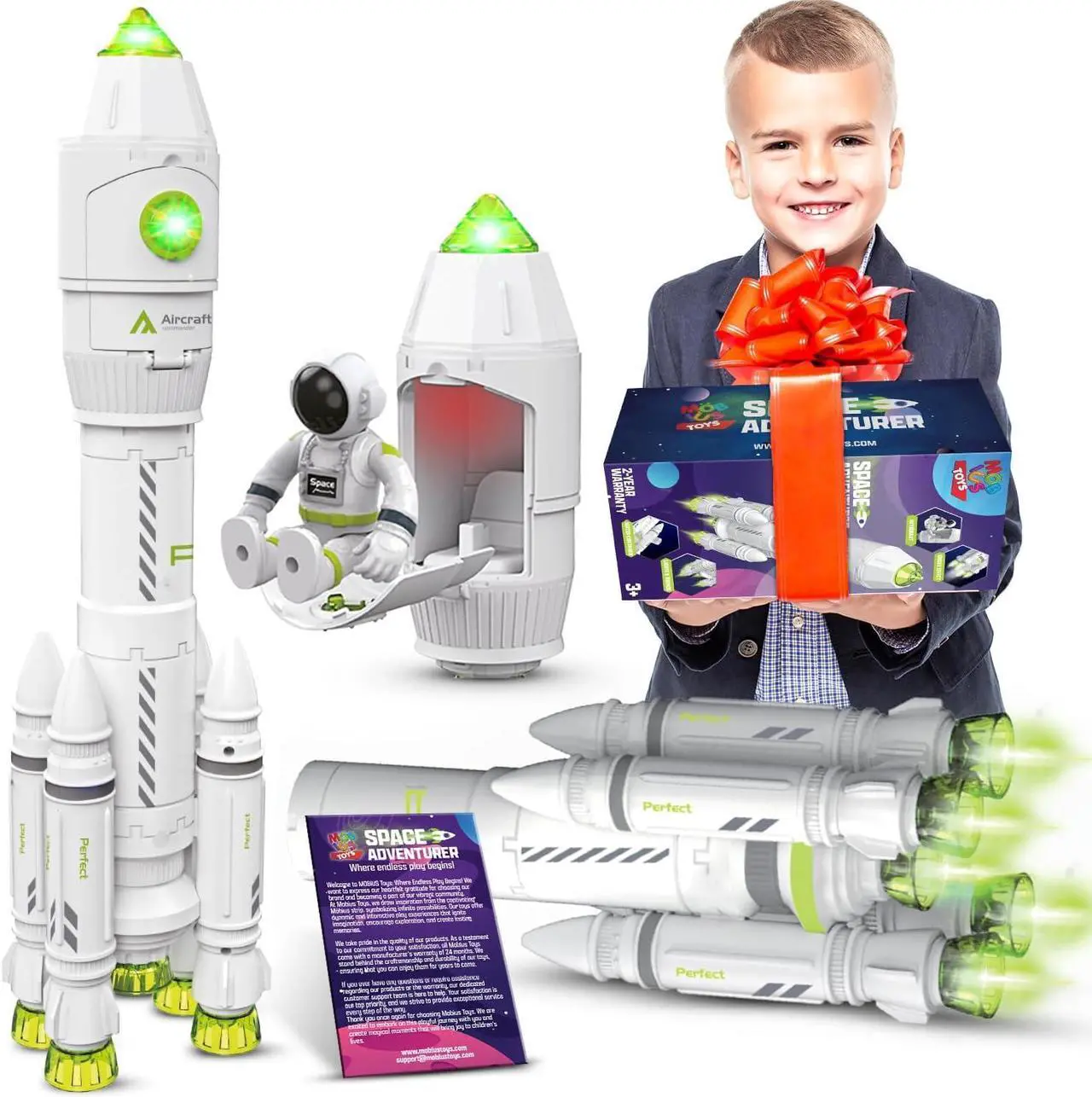Alt view image 6 of 7 - Space Toys for Kids 3-5 6 7 8 Years Old - Space Adventurer Rocket Ship Shuttle Model with Astronaut and Smoke Effect, Lights and Sounds, Outer Space Exploration Playset, Spaceship Toy for Boys Gifts