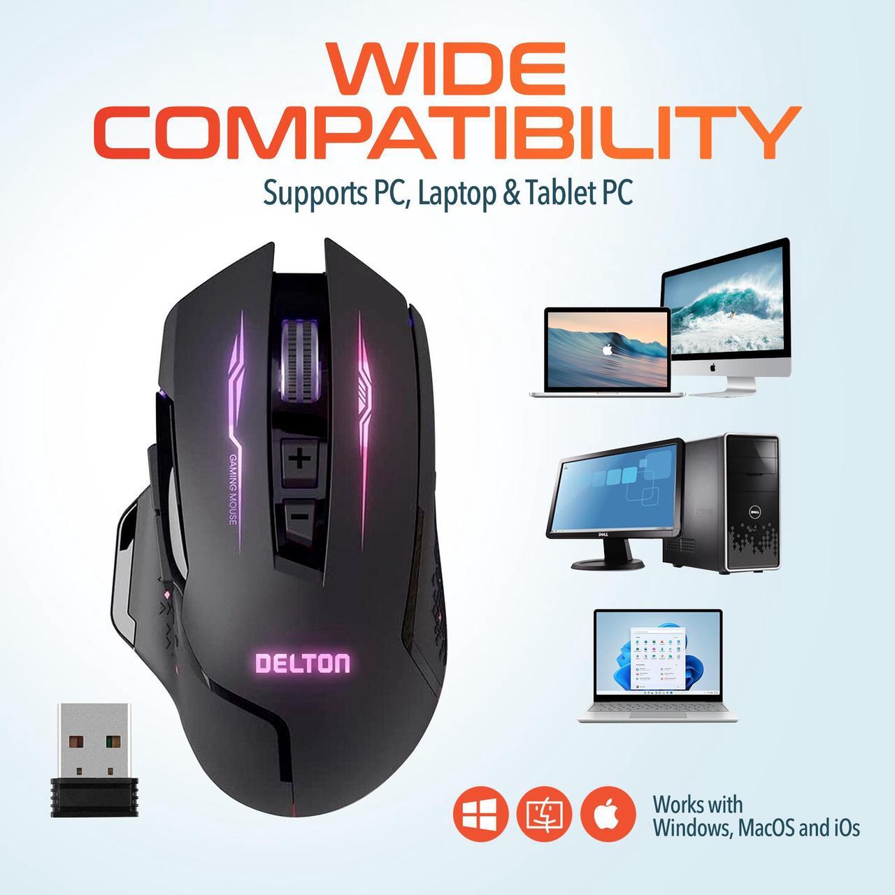 Alt view image 5 of 7 - Delton G37 Gaming Ergonomic Mouse Computer Accessory Input Device Battery Operated LED 6 Button Adjustable DPI