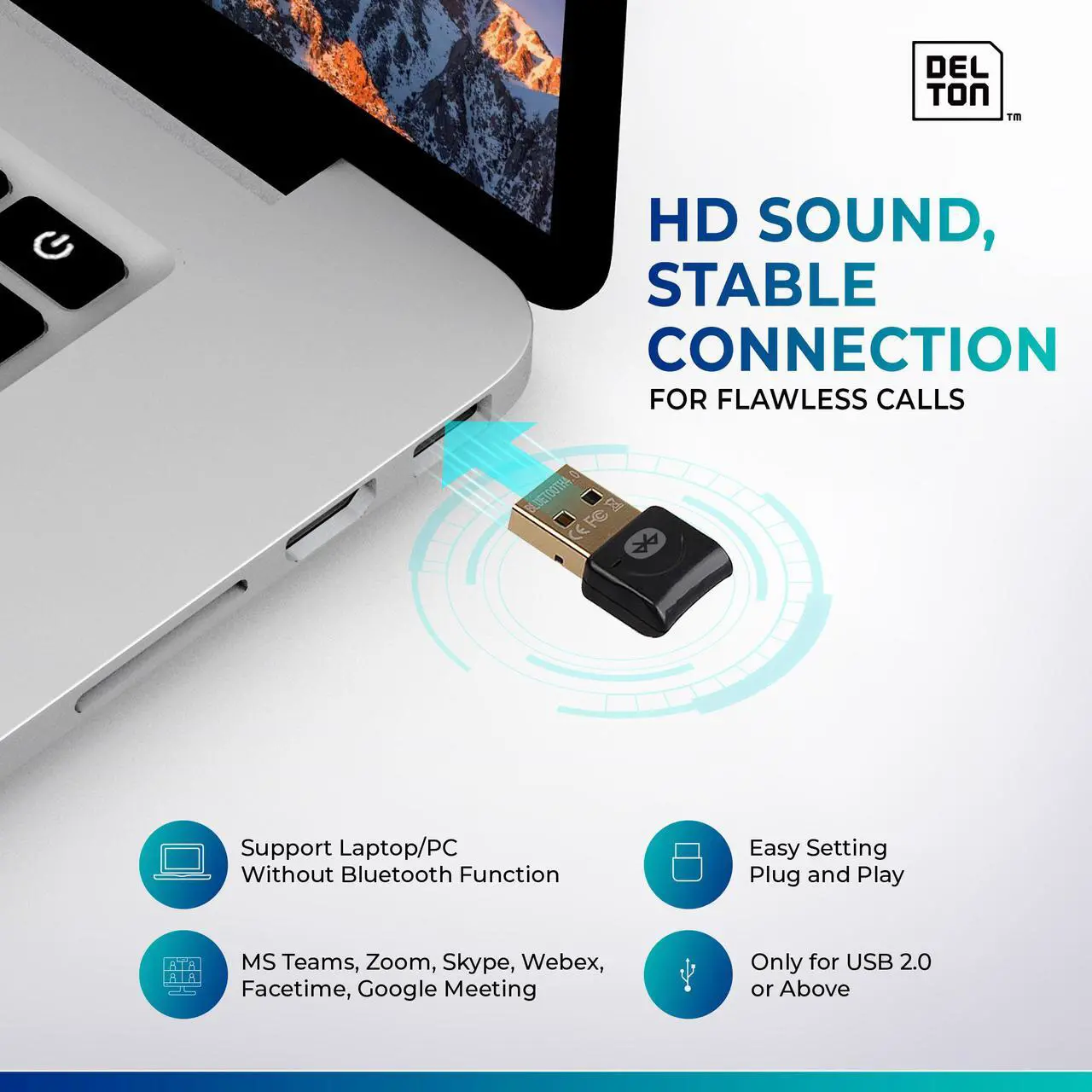 Alt view image 6 of 7 - Delton 20X Wireless Computer Headset Noise Isolating, Mute, Headphones for Work 35H All Day Battery, for PC Computer, Laptop, Office meetings, Work from Home, Compatible with Zoom, Meet, MS Teams