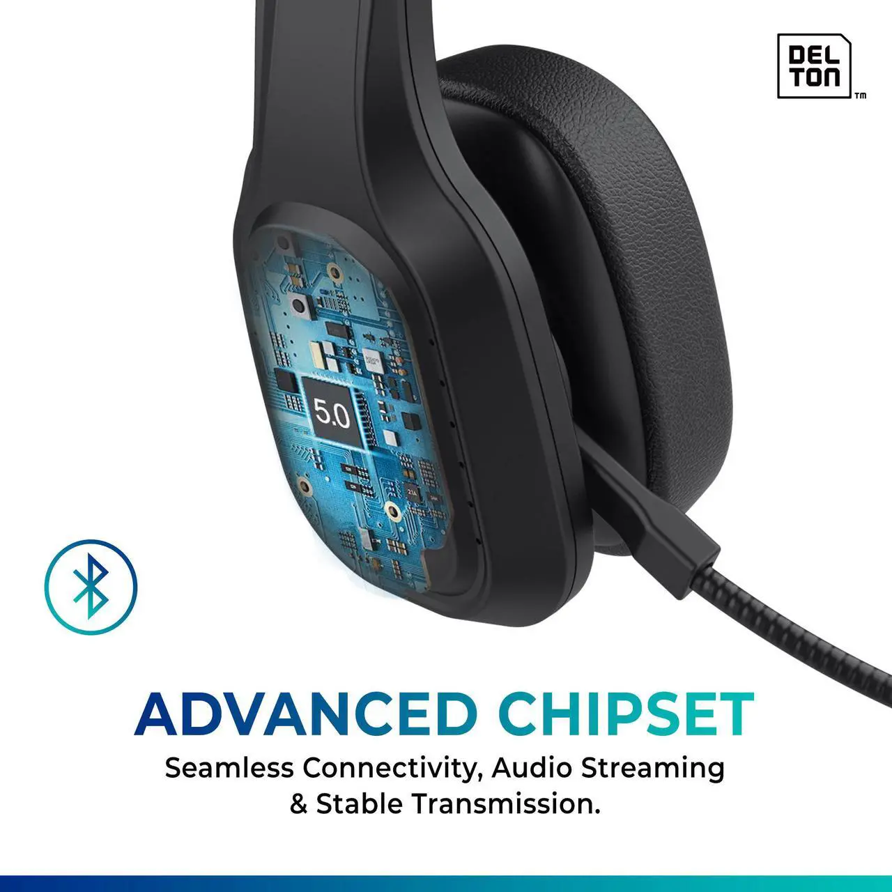Alt view image 2 of 7 - Delton 20X Wireless Computer Headset Noise Isolating, Mute, Headphones for Work 35H All Day Battery, for PC Computer, Laptop, Office meetings, Work from Home, Compatible with Zoom, Meet, MS Teams