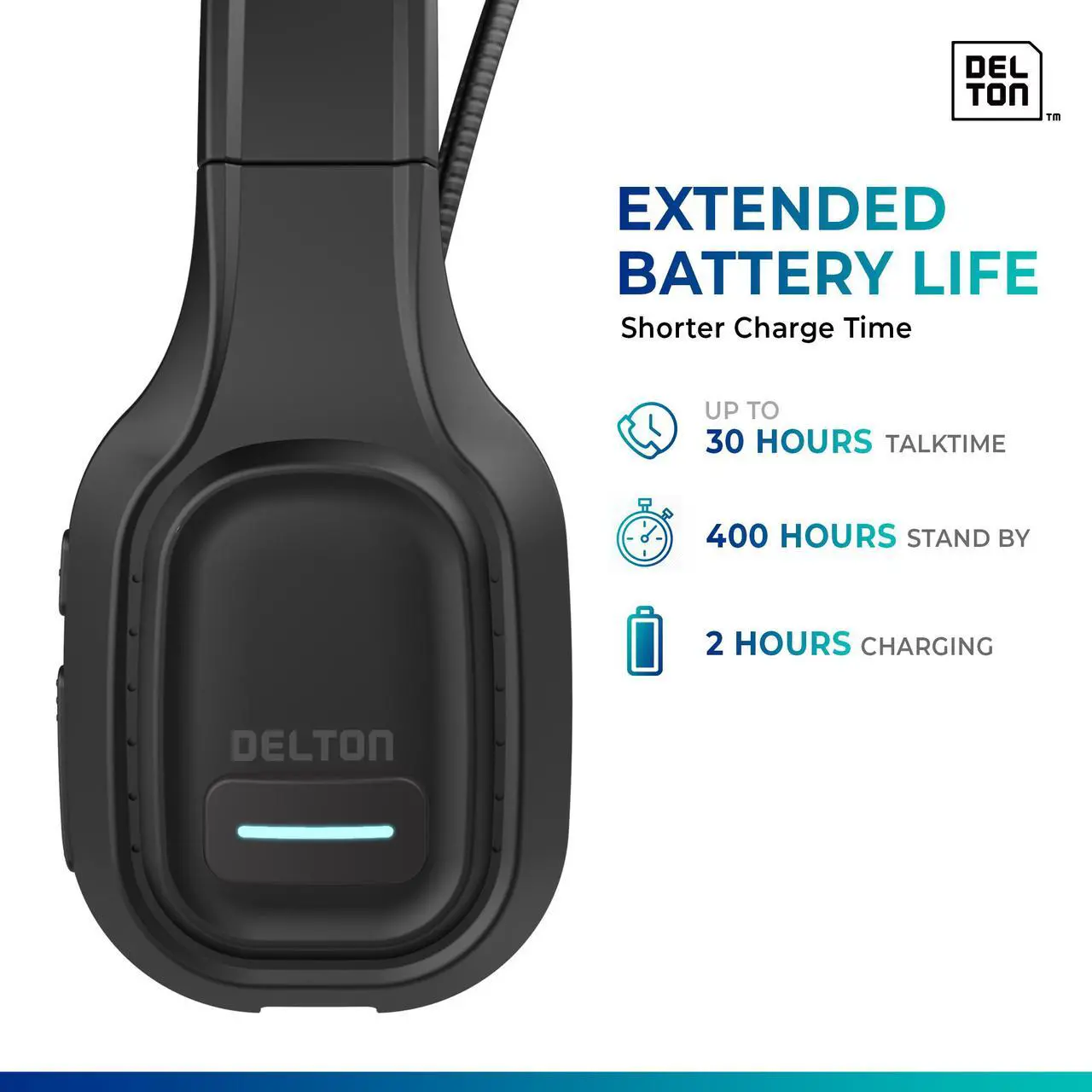 Alt view image 5 of 7 - Delton 20X Wireless Computer Headset Noise Isolating, Mute, Headphones for Work 35H All Day Battery, for PC Computer, Laptop, Office meetings, Work from Home, Compatible with Zoom, Meet, MS Teams