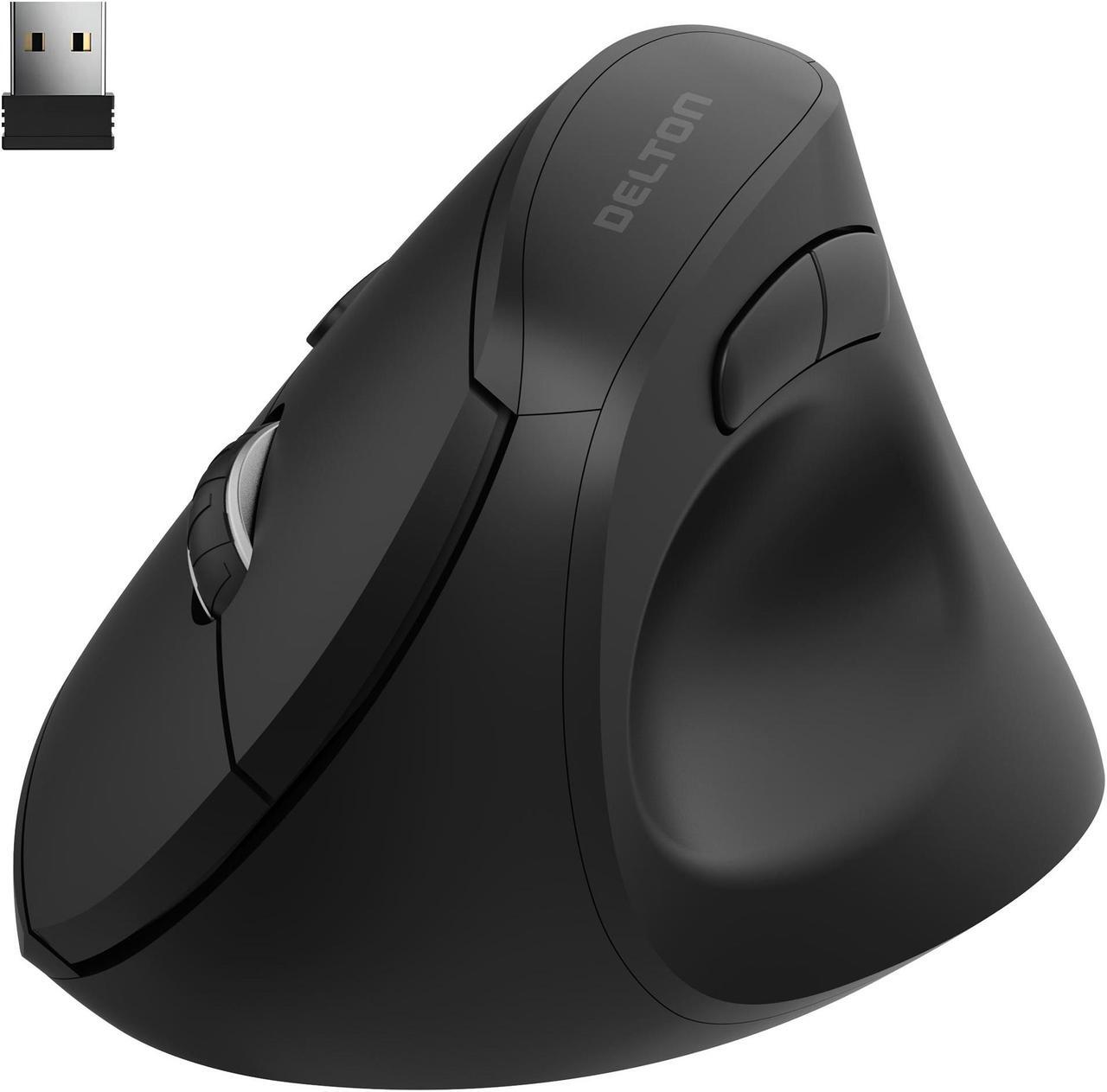 Main image of Delton S12Pro Ergonomic Wireless Vertical Mouse Computer Accessory Input Device 6 Button Auto Pair USB Adjustable DPI