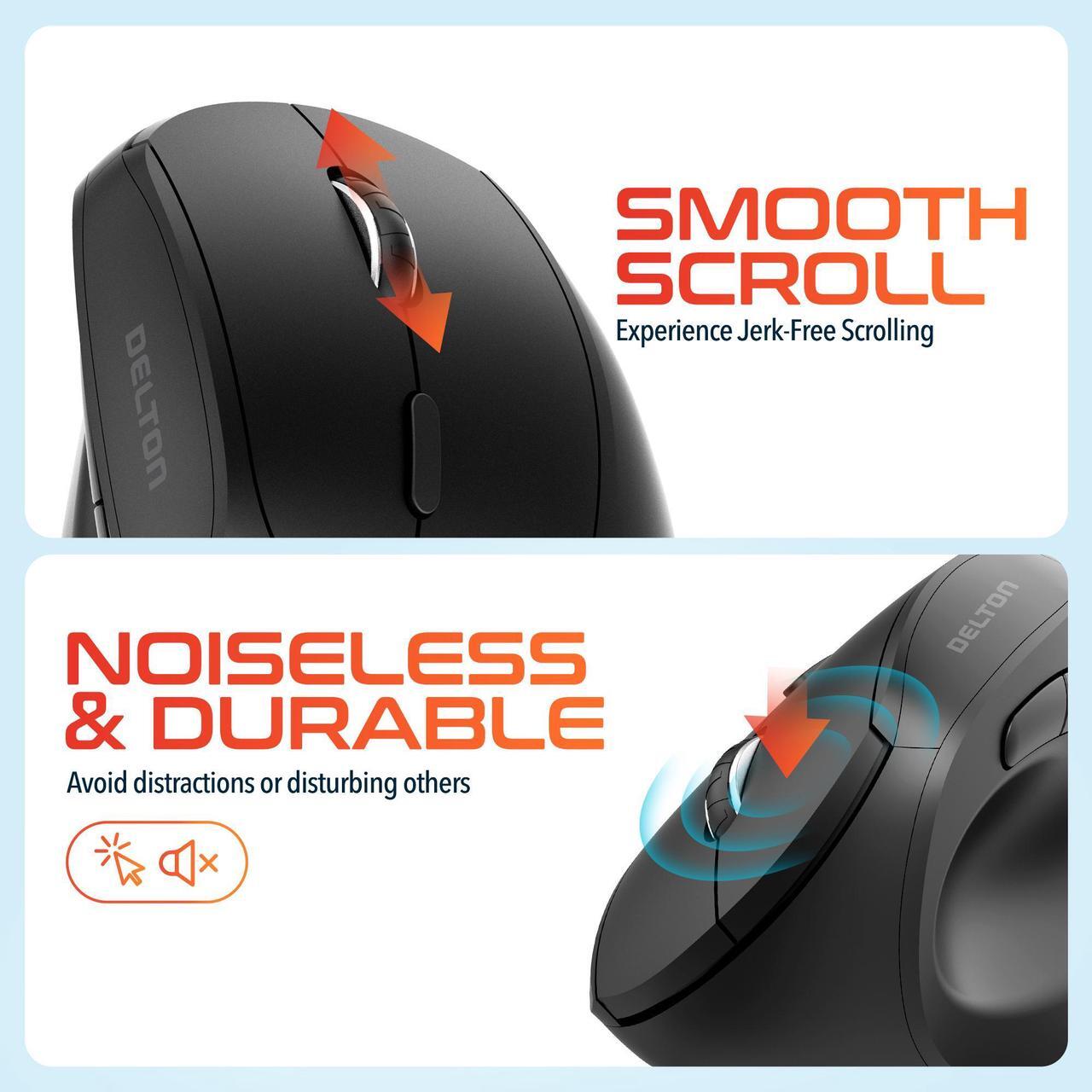 Alt view image 7 of 7 - Delton S12Pro Ergonomic Wireless Vertical Mouse Computer Accessory Input Device 6 Button Auto Pair USB Adjustable DPI