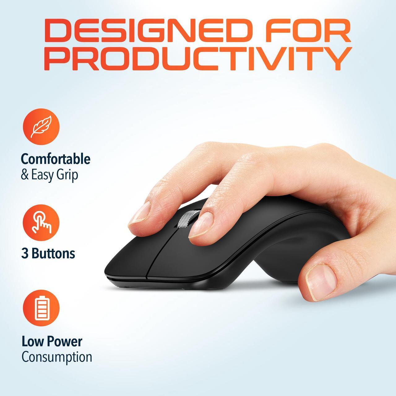 Alt view image 3 of 7 - Delton S10 Curved Wireless Ergonomic Mouse Computer Accessory Input Device Battery Operated Auto Power Saving 3 Buttons