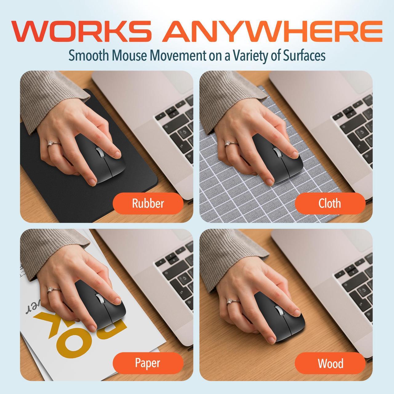 Alt view image 7 of 7 - Delton S10 Curved Wireless Ergonomic Mouse Computer Accessory Input Device Battery Operated Auto Power Saving 3 Buttons