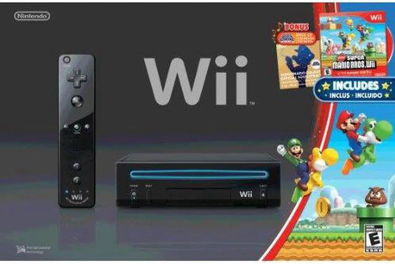 Main image of Wii Black Console With New Super Mario Brothers Wii And Music CD