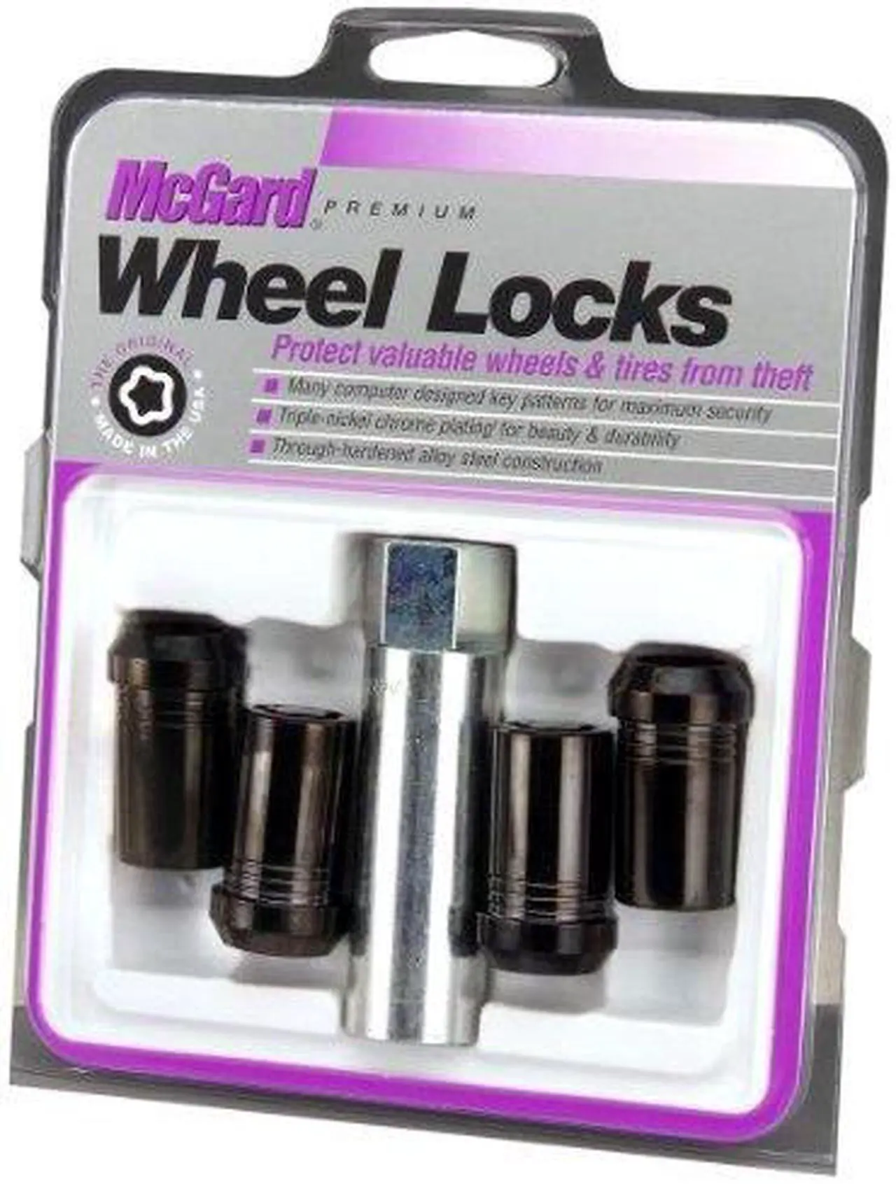 Alt view image 4 of 7 - McGard 25340 Chrome/Black Tuner Style Cone Seat Wheel Lock Set (1/2"-20)