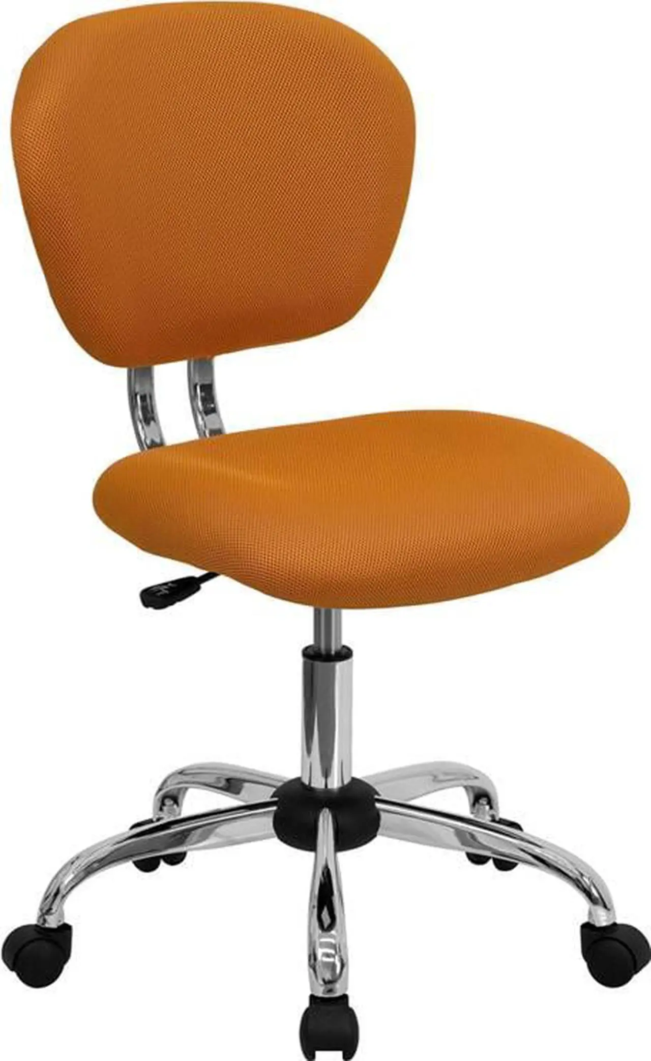 Alt view image 6 of 20 - Mid-Back Orange Mesh Padded Swivel Task Office Chair with Chrome Base