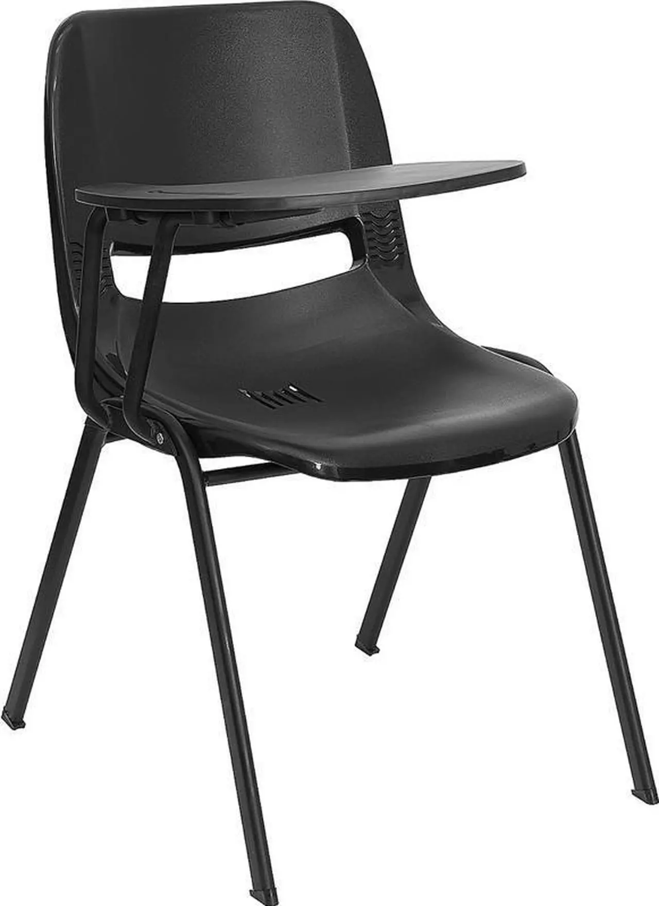 Alt view image 5 of 17 - Black Ergonomic Shell Chair with Right Handed Flip-Up Tablet Arm