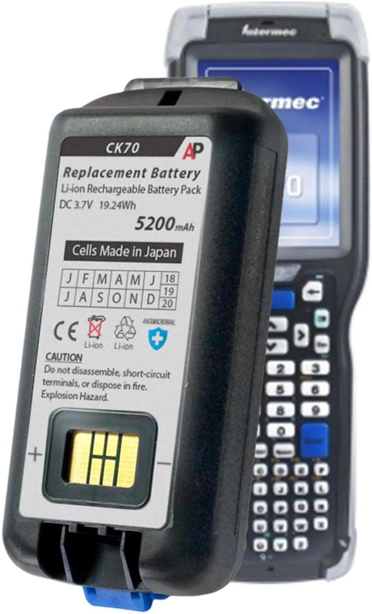 Alt view image 3 of 5 - Replacement Battery for Intermec / Norand CK70 & CK71 Scanner. 5200 mAh (Extended Capacity)