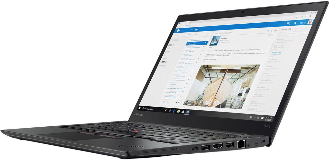 Lenovo ThinkPad T470s - Intel Core i7-6600U 2.6GHz - 180GB SSD - 16GB RAM - WiFi - Bluetooth - 14" FHD (1920x1080) Display - Webcam - HDMI - Windows 10 Pro - AC Adapter Included