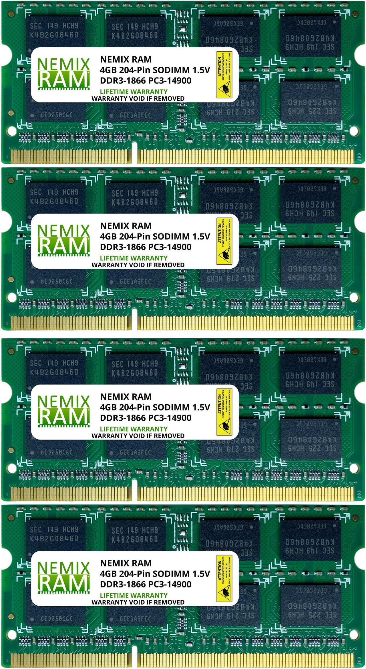 16GB (4x4GB) DDR3 1866 (PC3 14900) SODIMM Laptop Memory RAM