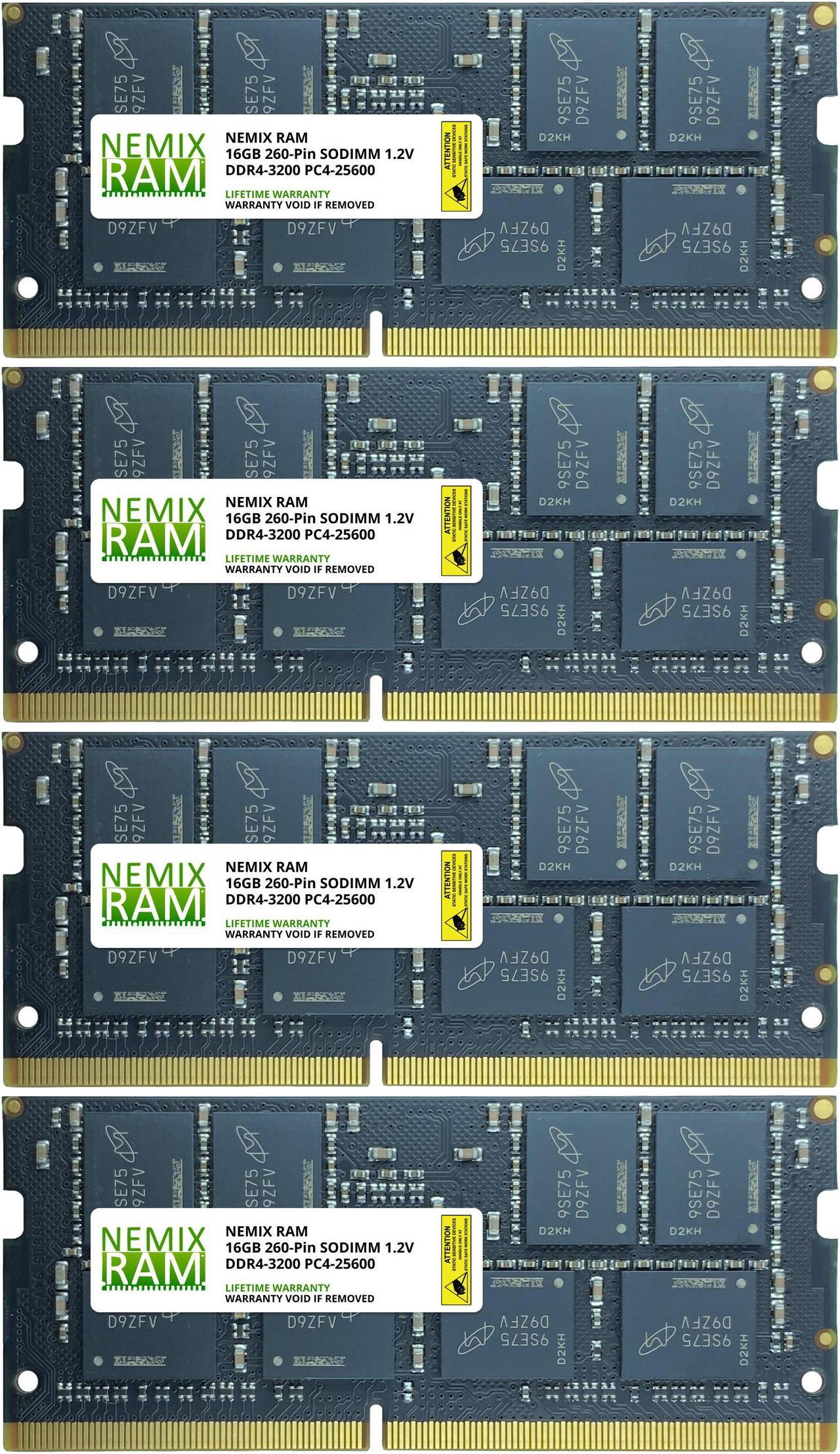 64GB Kit 4x16GB DDR4-3200 PC4-25600 SO-DIMM Laptop Memory by Nemix Ram