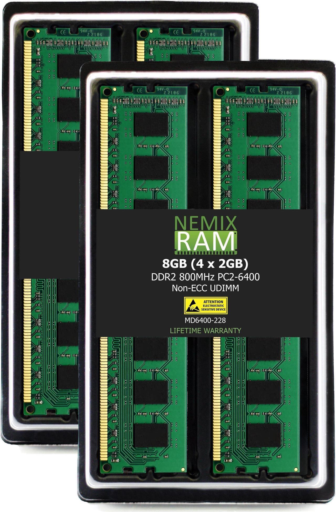 NEMIX RAM 8GB (4X2GB) DDR2 800MHZ PC2-6400 2Rx8 1.8V 240-PIN Non-ECC Unbufferred UDIMM Desktop PC Memory KIT