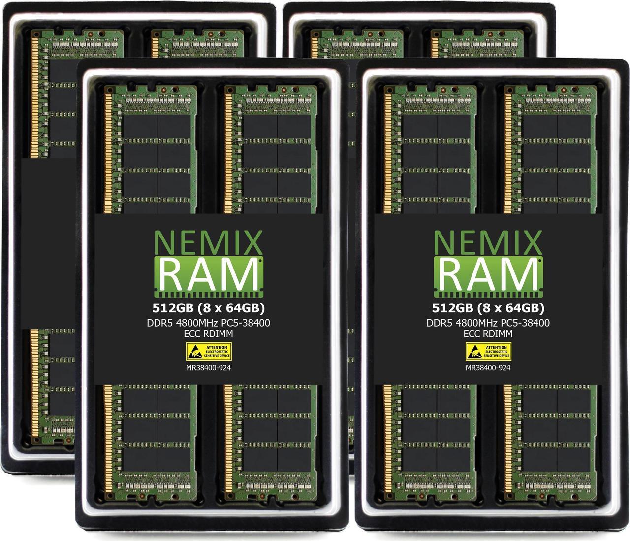 Main image of NEMIX RAM 512GB (8X64GB) DDR5 4800MHZ PC5-38400 2Rx4 1.1V CL40 288-PIN ECC RDIMM Registered Server Memory KIT Compatible with ASUS Pro WS WRX90E SAGE SE Workstation Motherboard