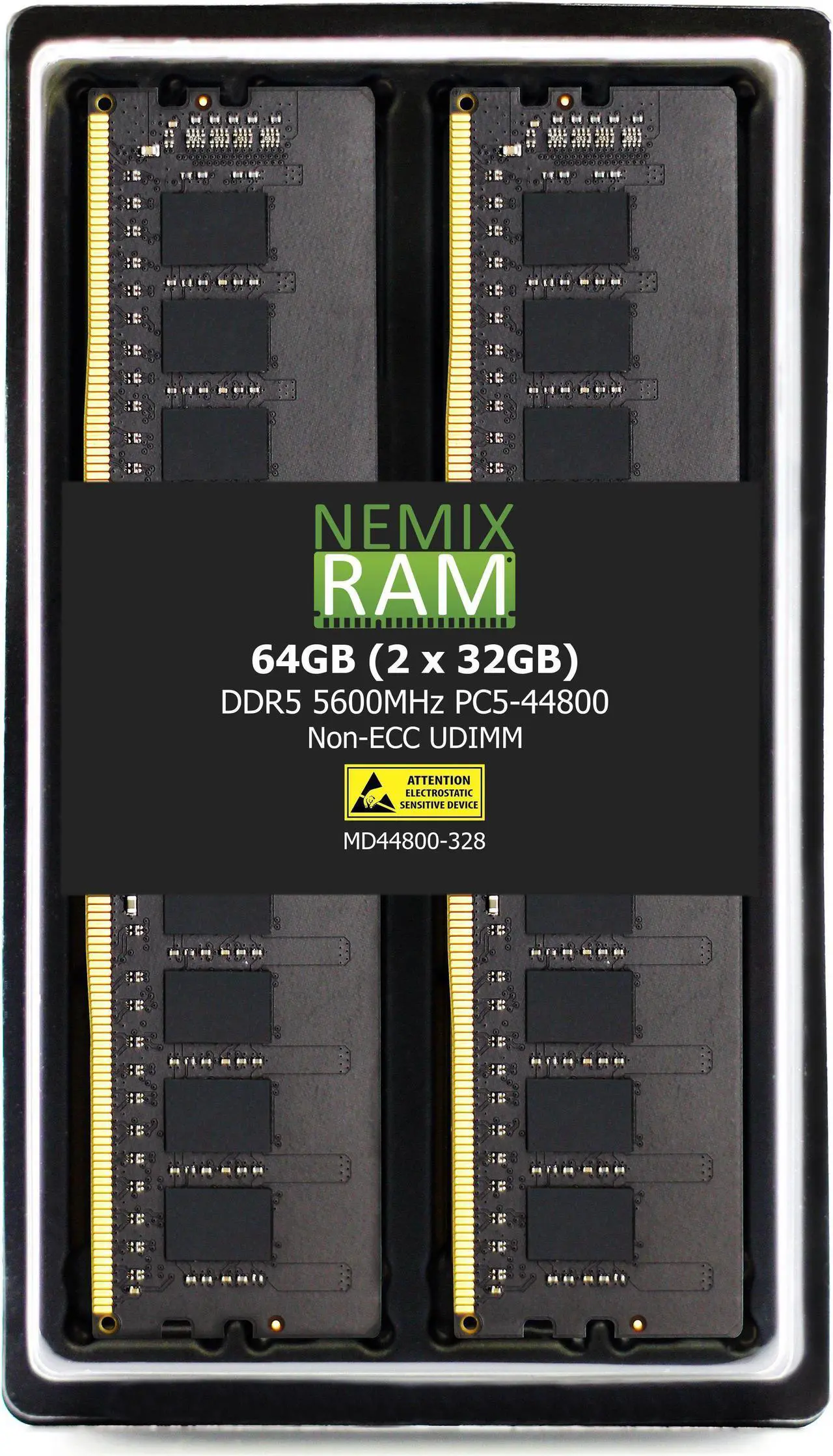Main image of NEMIX RAM 64GB (2X32GB) DDR5 5600MHZ PC5-44800 2Rx8 1.1V CL46 288-PIN Non-ECC Unbuffered UDIMM Desktop PC Memory KIT Compatible with MSI MEG Z790 GODLIKE MAX Motherboard