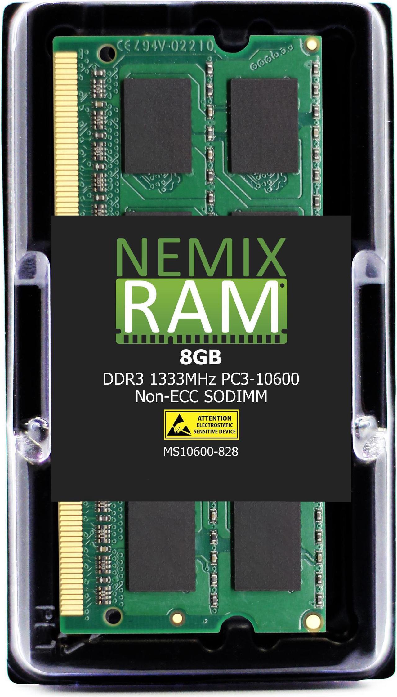 NEMIX RAM 8GB (1X8GB) DDR3 1333MHZ PC3-10600 2Rx8 1.35V 204-PIN Non-ECC SODIMM Compatible with Hynix HMT41GS6DFR8C-H9 Laptop PC Memory