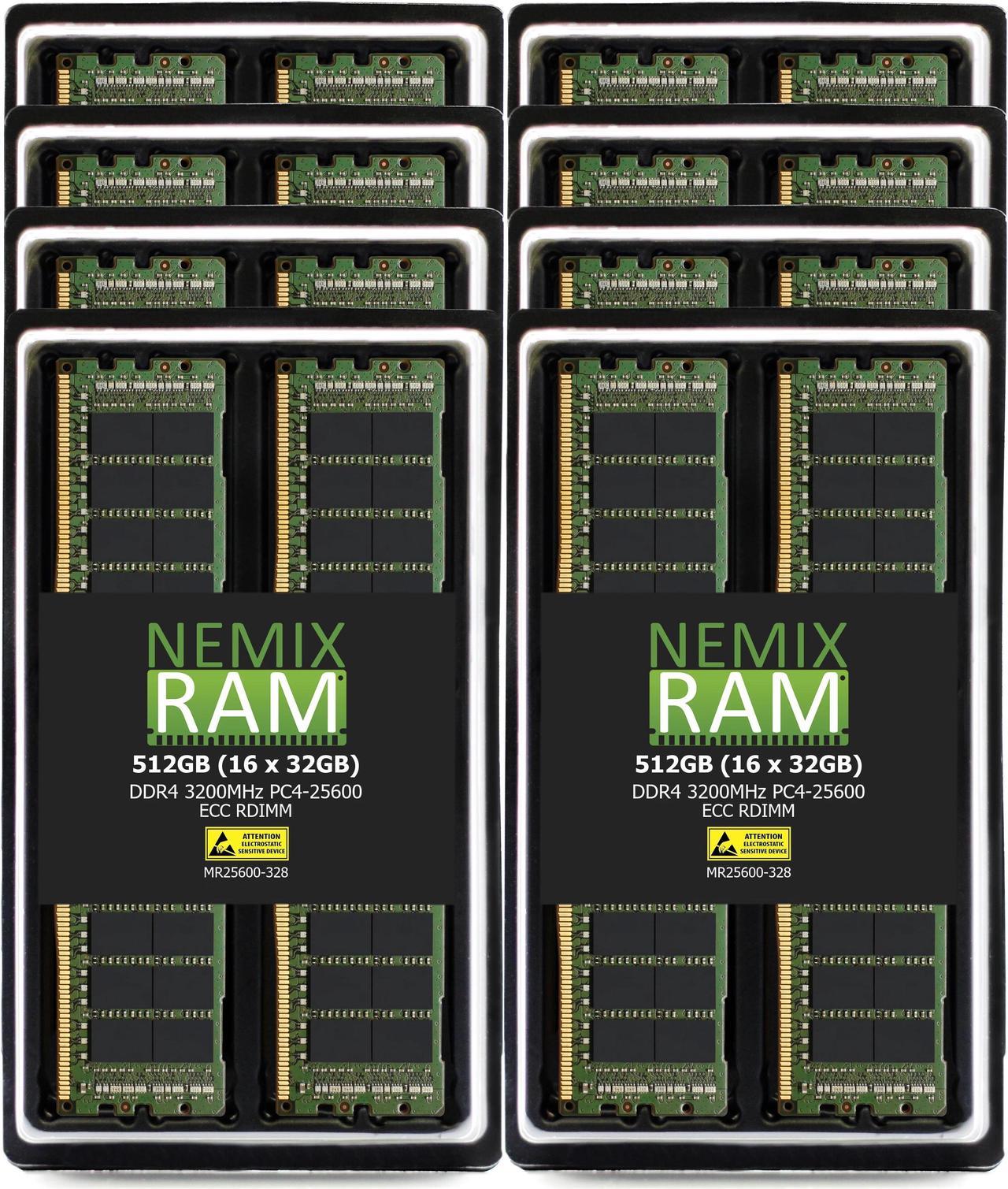 NEMIX RAM 512GB (16X32GB) DDR4 3200MHZ PC4-25600 2Rx8 1.2V ECC RDIMM Registered Server Memory Compatible with THINKMATE GPX-XT6-24S3-8NVLINK GPU-Optimized Servers