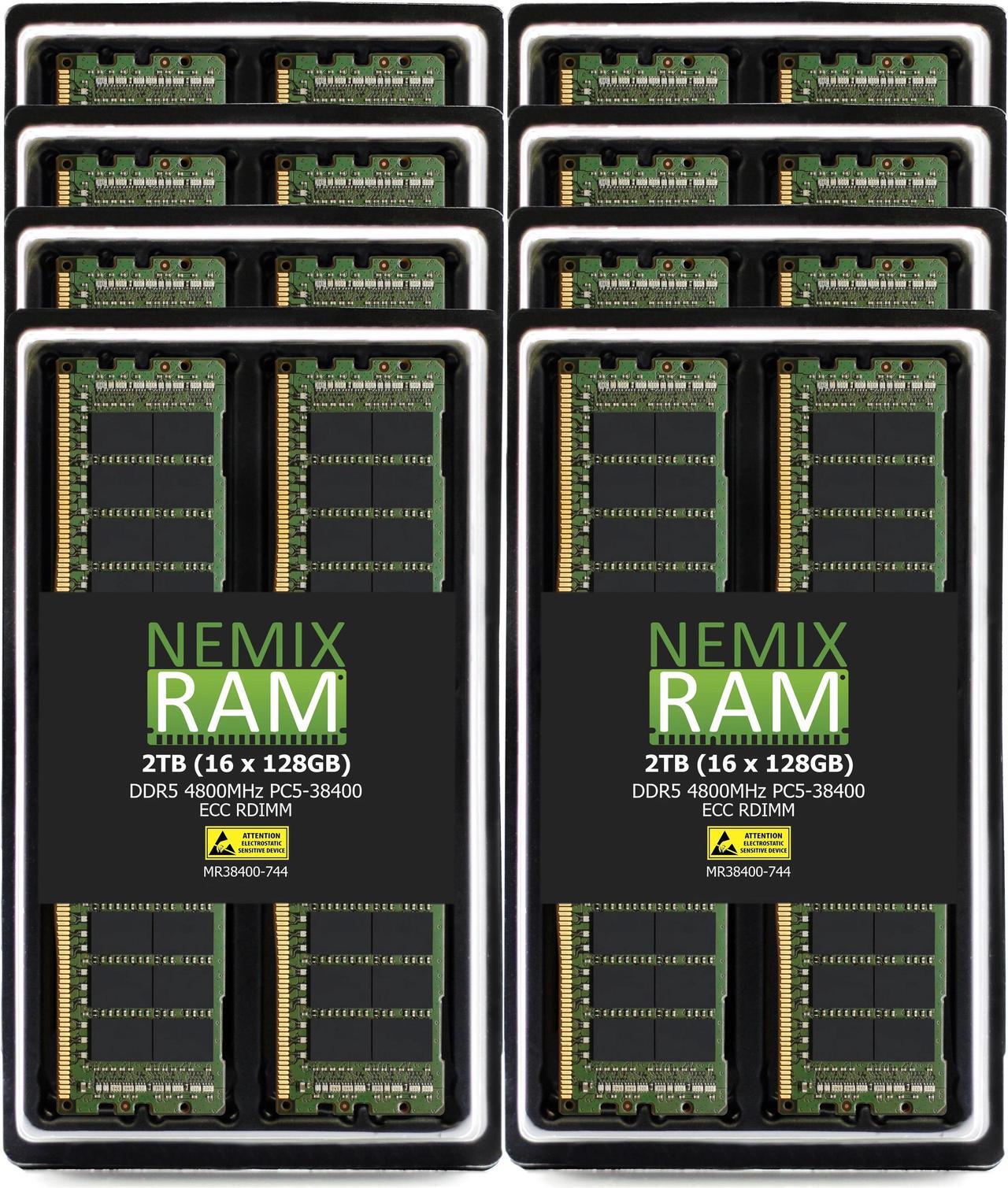 Main image of NEMIX RAM 2TB (16X128GB) DDR5 4800MHZ PC5-38400 4Rx4 1.1V CL40 288-PIN ECC RDIMM Registered Server Memory KIT Compatible with THINKMATE Supermicro SuperServer 681E-TR