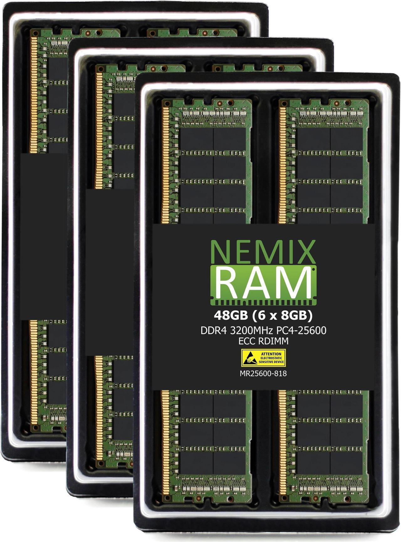 NEMIX RAM 48GB (6X8GB) DDR4 3200MHZ PC4-25600 1Rx8 1.2V ECC RDIMM Registered Server Memory Compatible with THINKMATE GPX-XS12-24S3-8GPU GPU-Optimized Servers