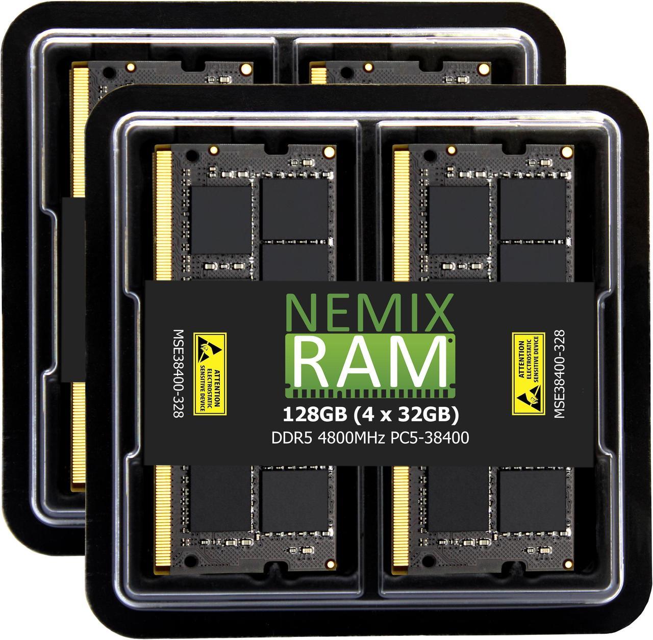 NEMIX RAM 128GB (4X32GB) DDR5 4800MHZ PC5-38400 2Rx8 1.1V 262-PIN ECC Unbuffered SODIMM Memory KIT