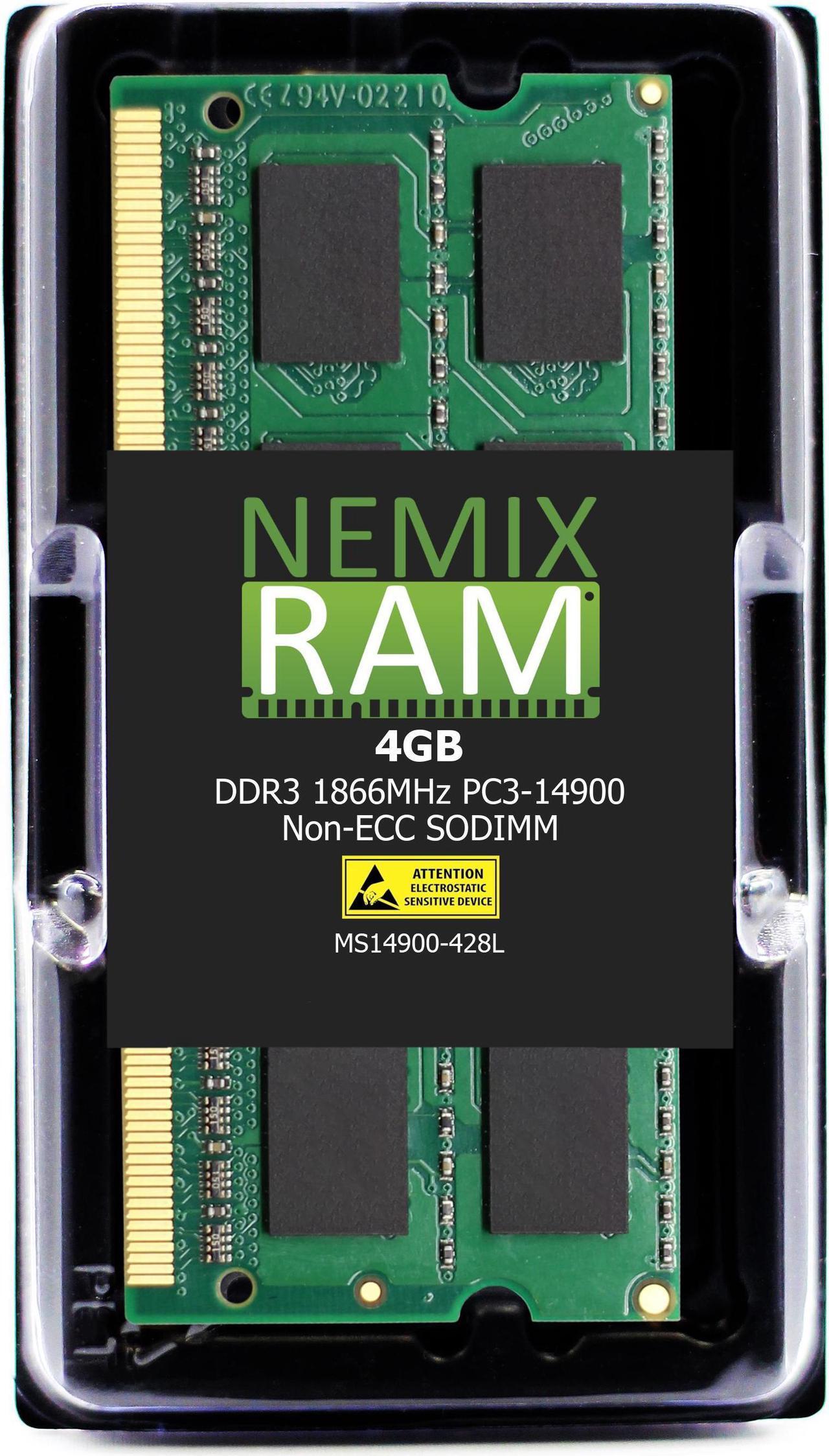 Main image of NEMIX RAM 4GB (1X4GB) DDR3 1866MHZ PC3-14900 2Rx8 1.35V 204-PIN Non-ECC SODIMM Laptop Memory KIT Compatible with ASUS Laptop, AIO, Small For Factor PC