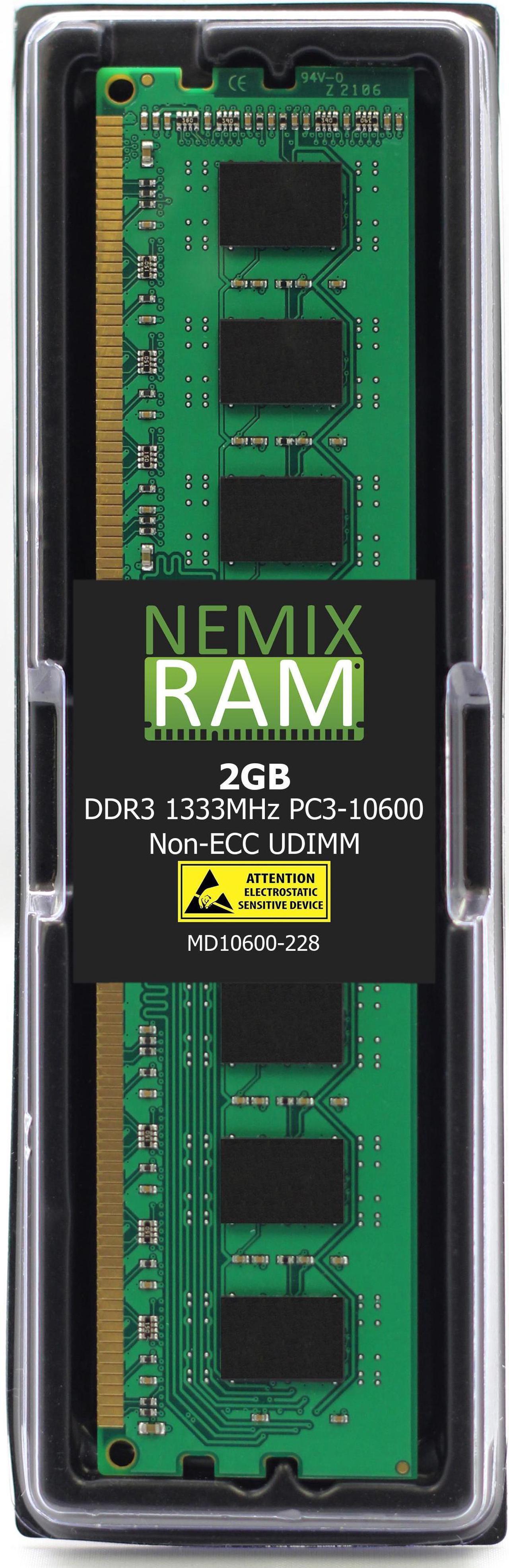 NEMIX RAM 2GB (1X2GB) DDR3 1333MHZ PC3-10600 2Rx8 1.5V 240-PIN Non-ECC UDIMM Unbuffered Desktop Memory