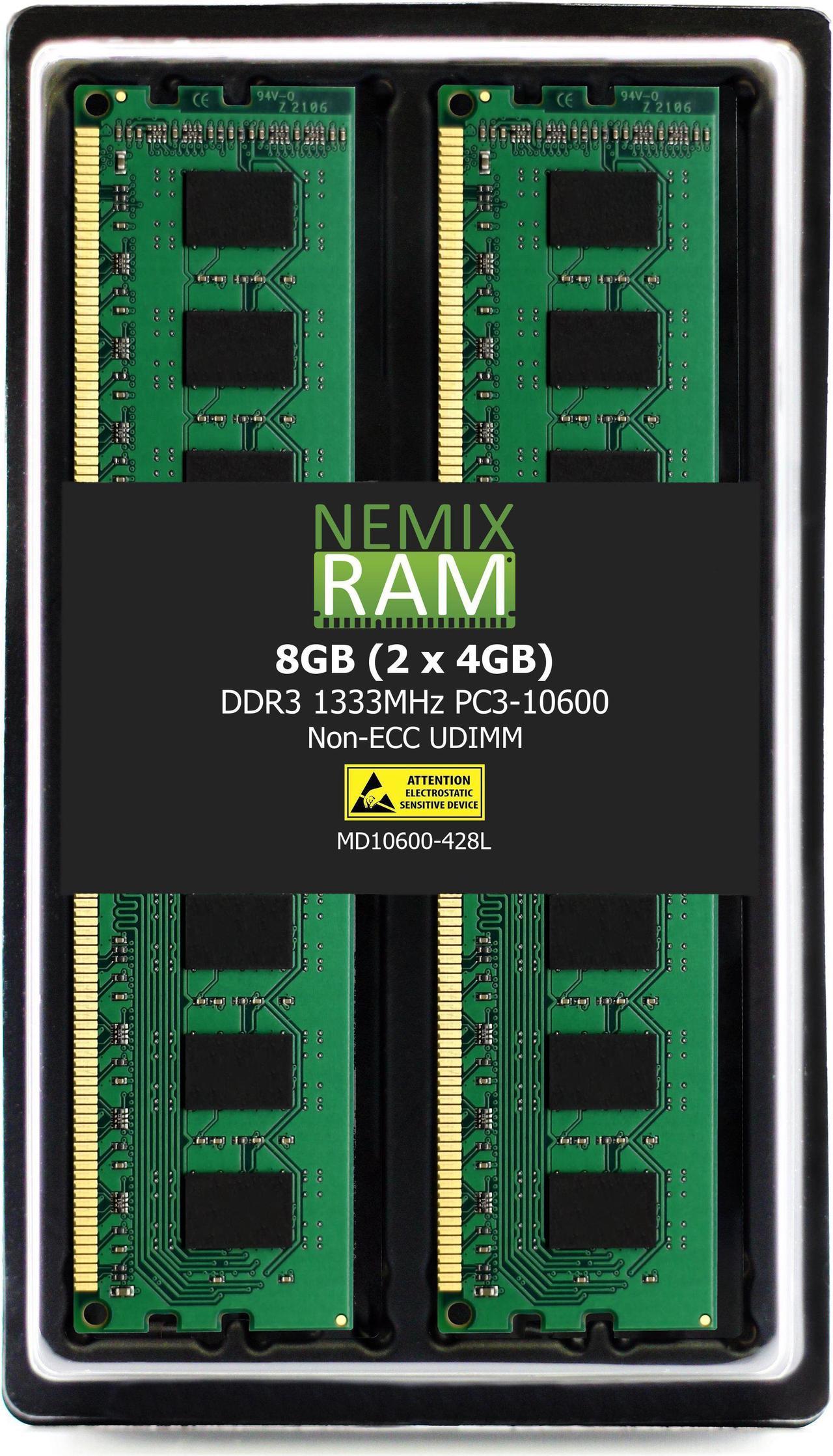 NEMIX RAM 8GB (2X4GB) DDR3 1333MHZ PC3-10600 2Rx8 1.35V 240-PIN Non-ECC UDIMM Unbuffered Desktop Memory KIT