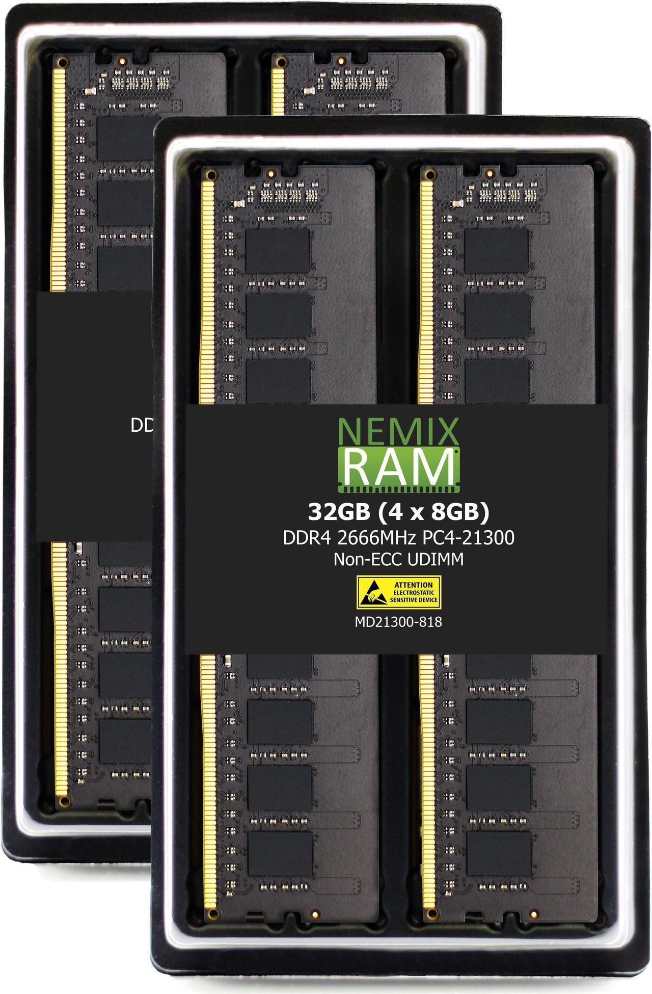 NEMIX RAM 32GB (4X8GB) DDR4 2666MHZ PC4-21300 1Rx8 1.2V 288-PIN Non-ECC Unbuffered UDIMM Desktop PC Memory KIT Compatible with ASUS Motherboards