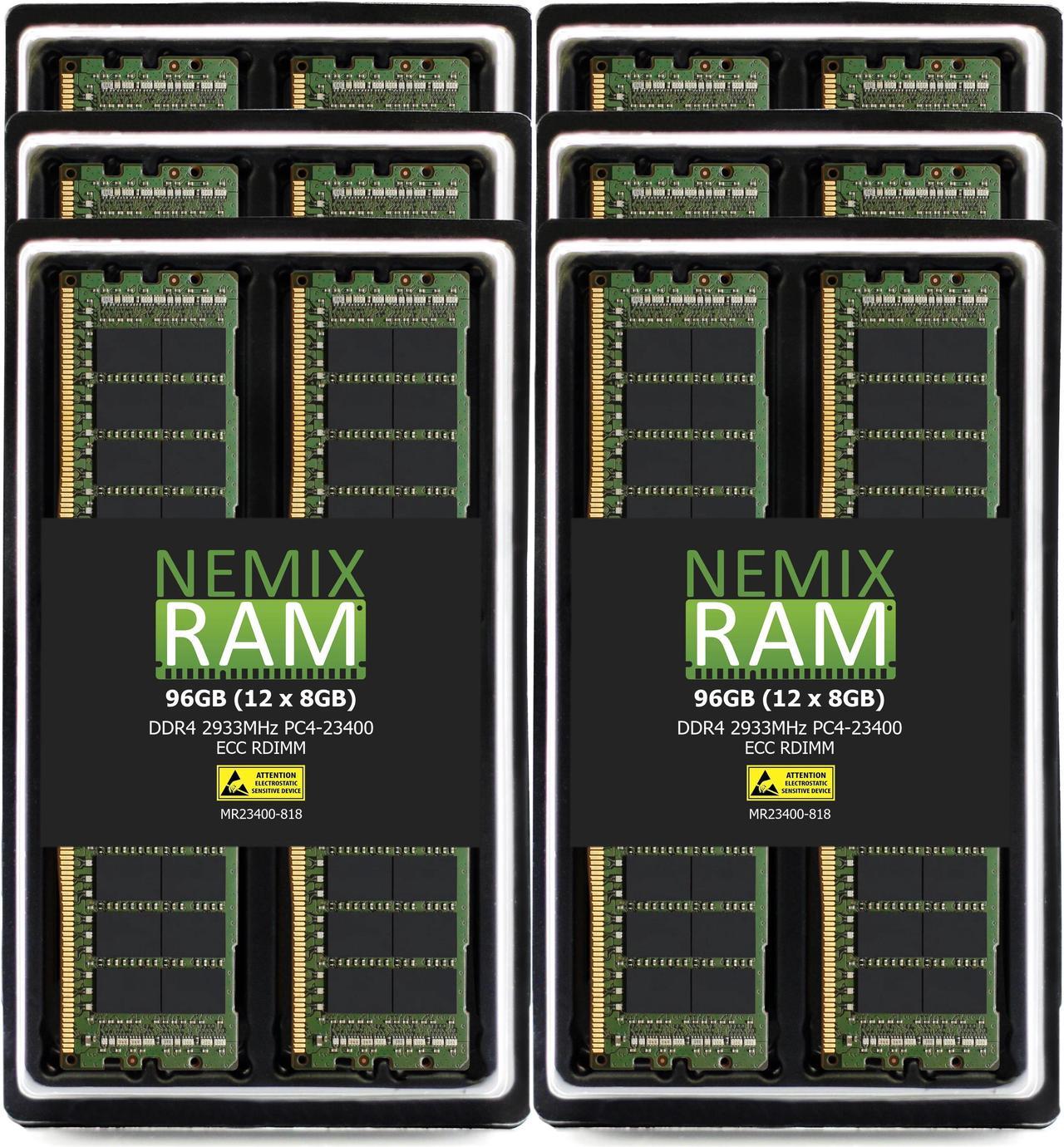 NEMIX RAM 96GB (12X8GB) DDR4 2933MHZ PC4-23400 1Rx8 1.2V 288-PIN ECC RDIMM Registered Server Memory KIT Compatible with Dell Precision 7920 Rack/Tower Workstation